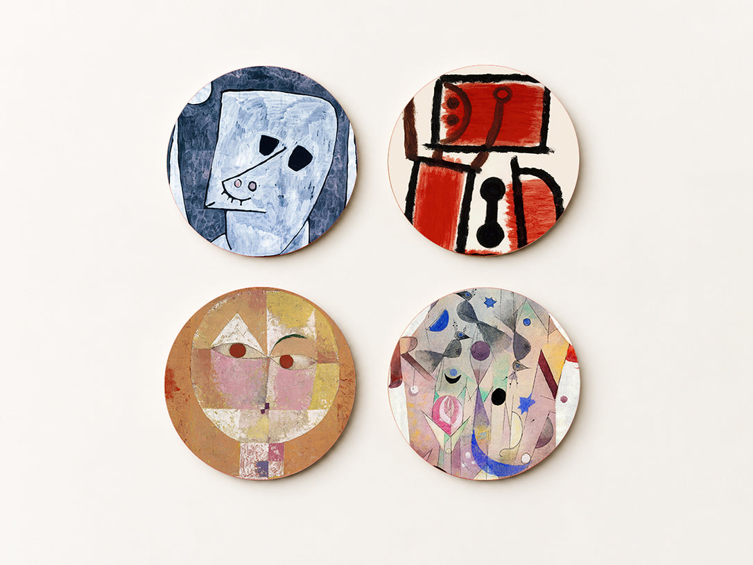 Paul Klee Art Coaster Set — 4 Coordinated Modernist Masterpieces | Cheddar Art