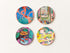 Set of 4 square cork coasters featuring iconic Henri Matisse paintings including Dance and Goldfish