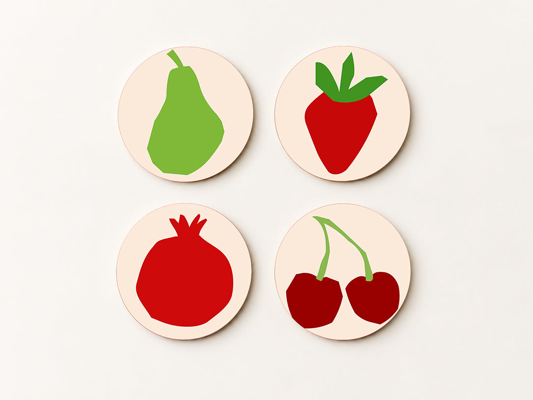 Henri Matisse Fruit Cut-Outs Coaster Set — 4 Coordinated Artworks | Cheddar Art