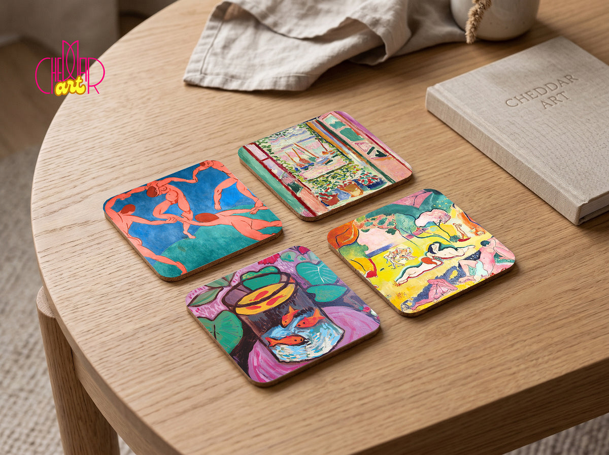 Henri Matisse Art Coaster Set — 4 Coordinated Fauvist Masterpieces | Cheddar Art 