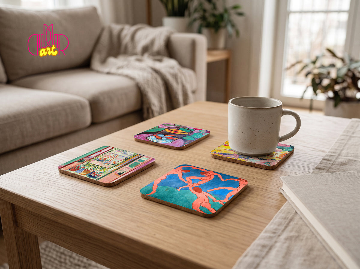 Henri Matisse Art Coaster Set — 4 Coordinated Fauvist Masterpieces | Cheddar Art 
