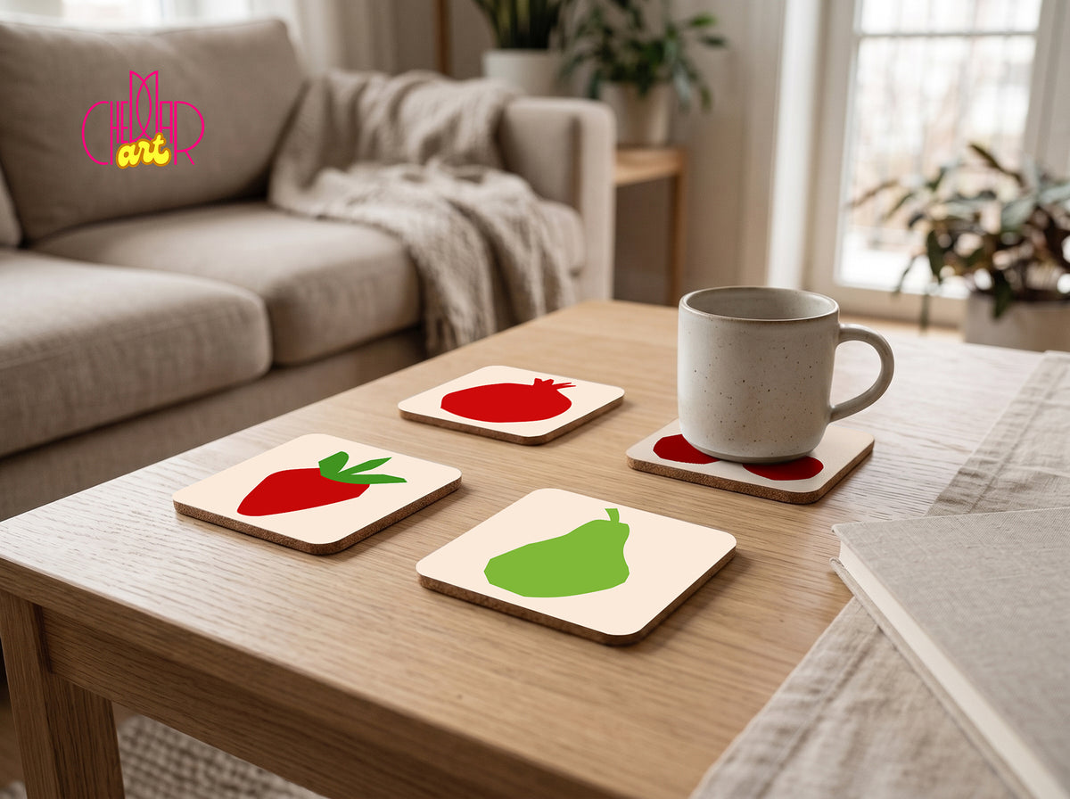 Henri Matisse Fruit Cut-Outs Coaster Set — 4 Coordinated Artworks | Cheddar Art