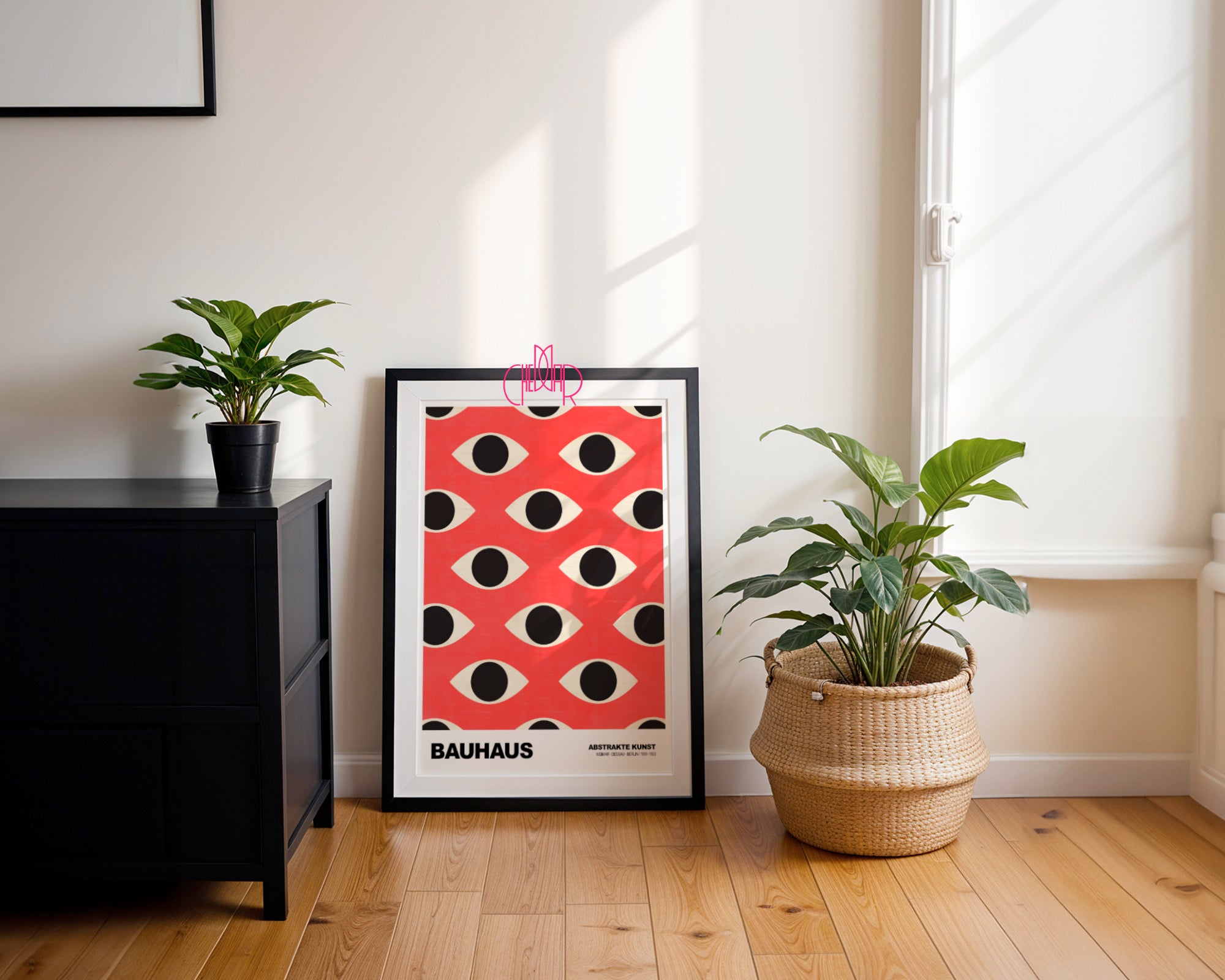 Wszechobecne Spojrzenie: Red Vision – Bauhaus, Abstract Art Pattern
