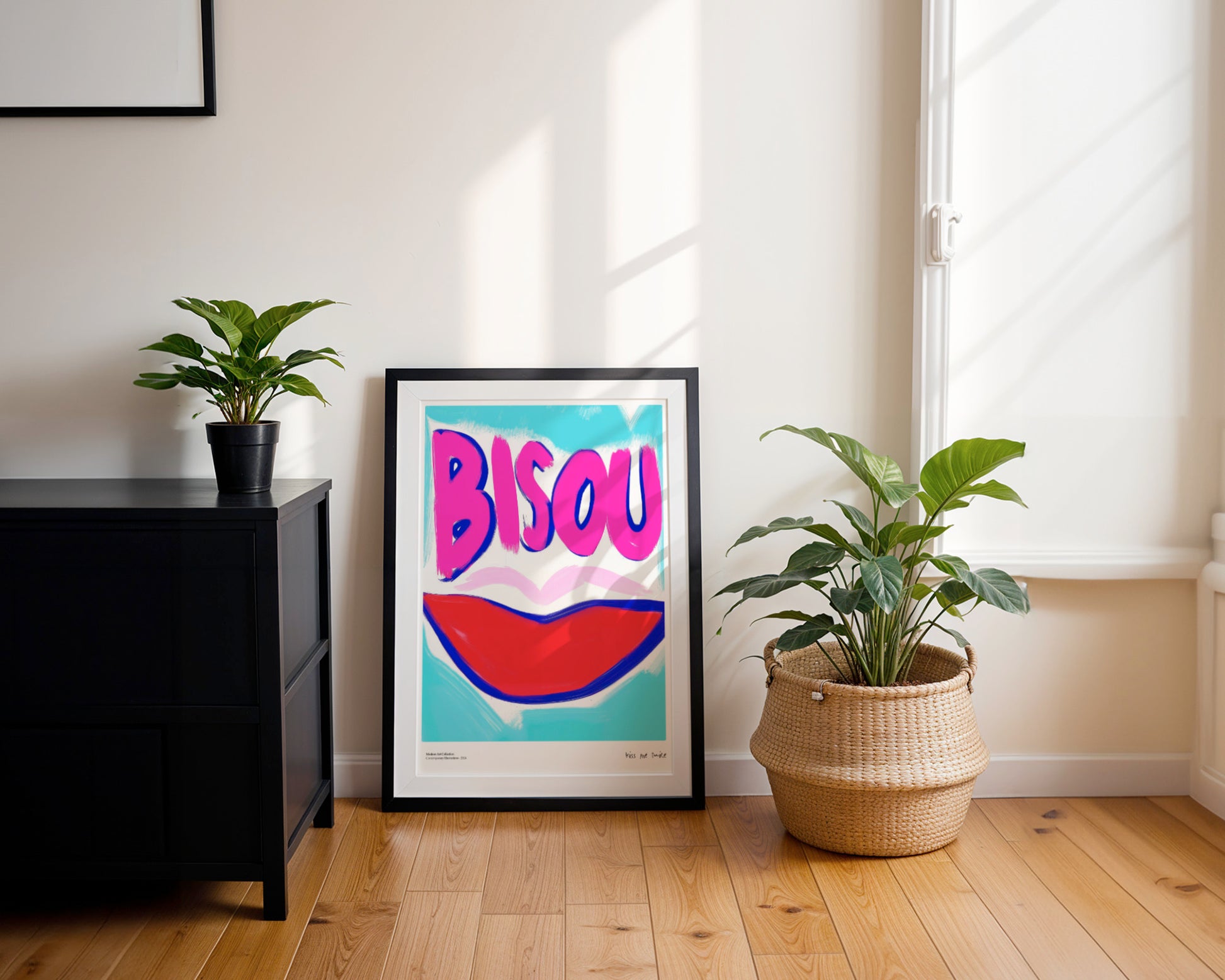 Bisou Bisou poster, French Kiss, modernism, contemporary art