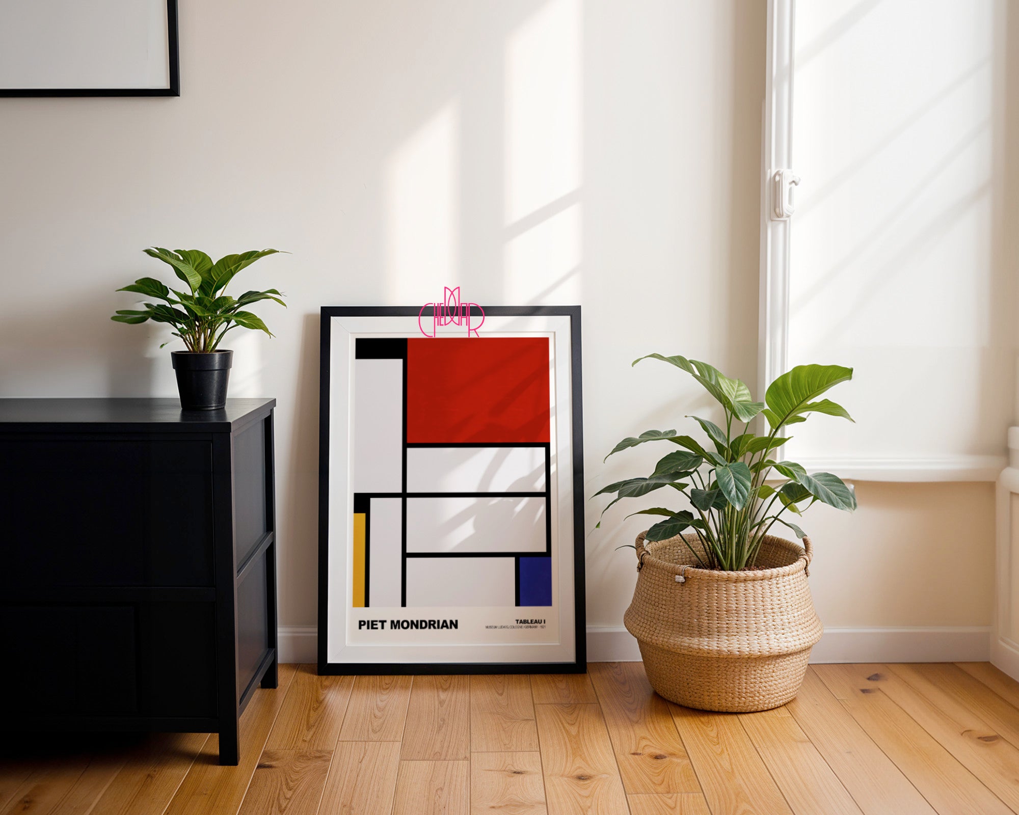 Czerwony Minimalizm: Abstract Grid – Mondrian, Modernist Red & Yellow