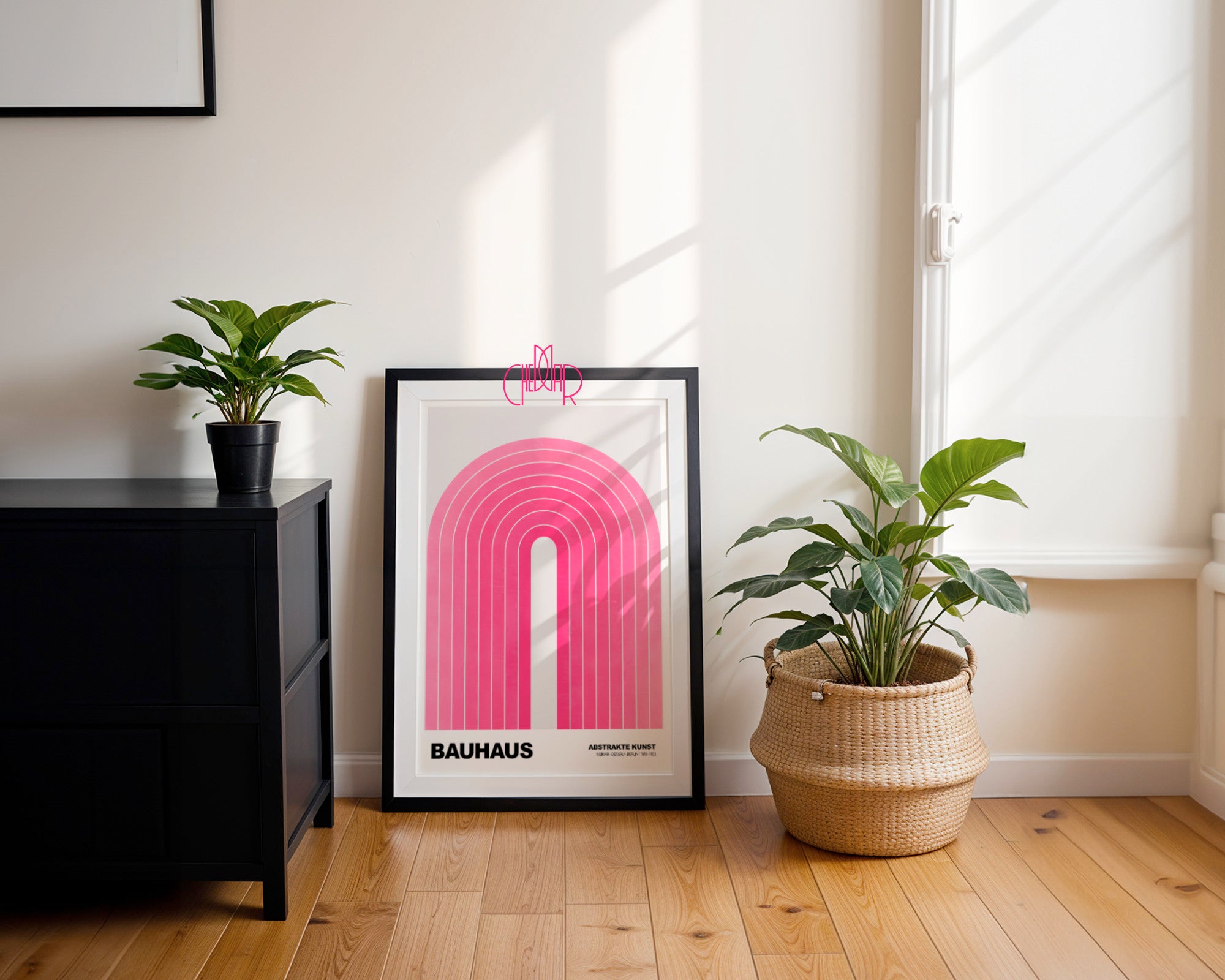 Różowa Aura: Vibrant Arches – Bauhaus, Abstract Spectrum Design