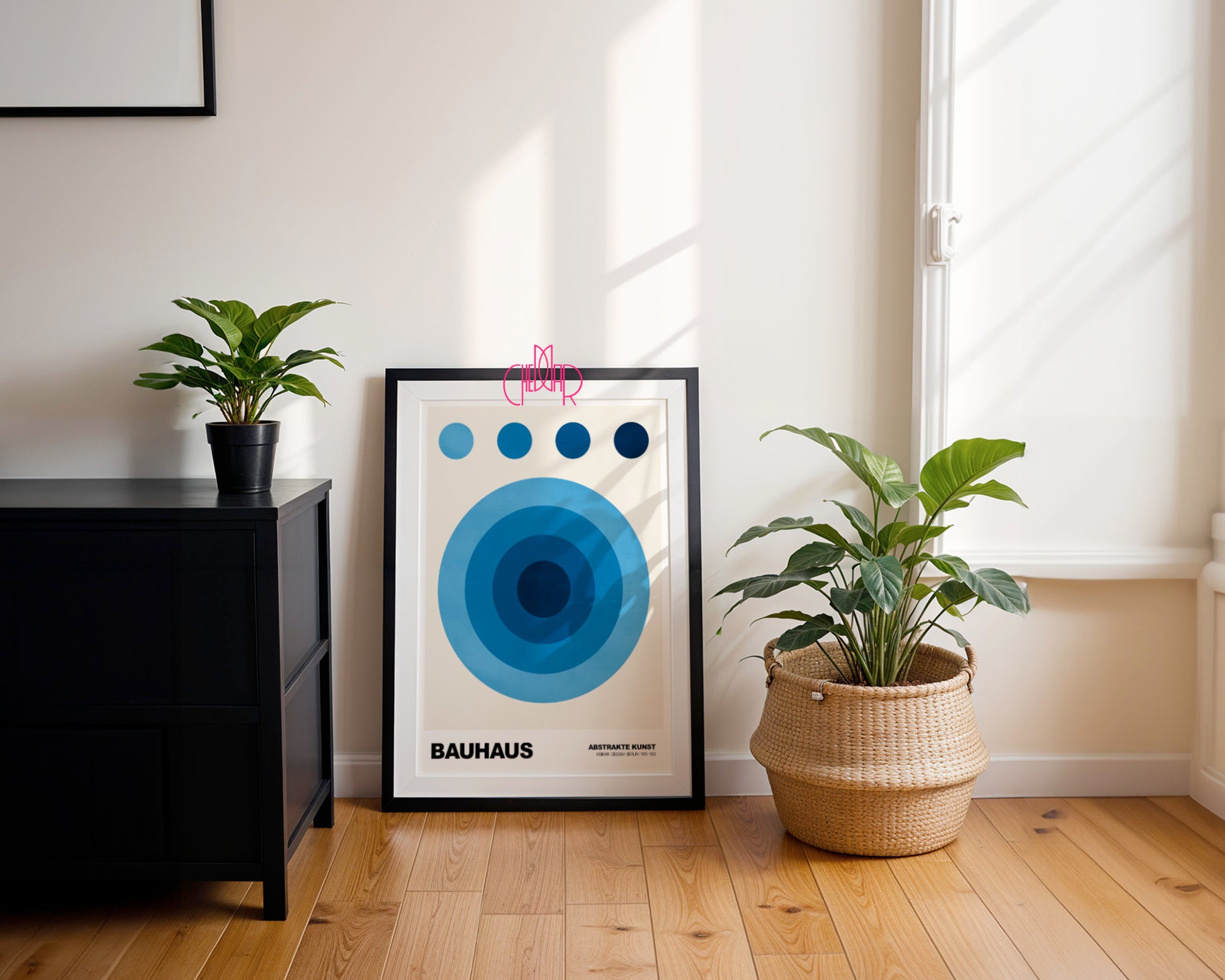 Lazurowa Koncentracja: Indigo Orbs – Bauhaus, Abstract Concentric Design