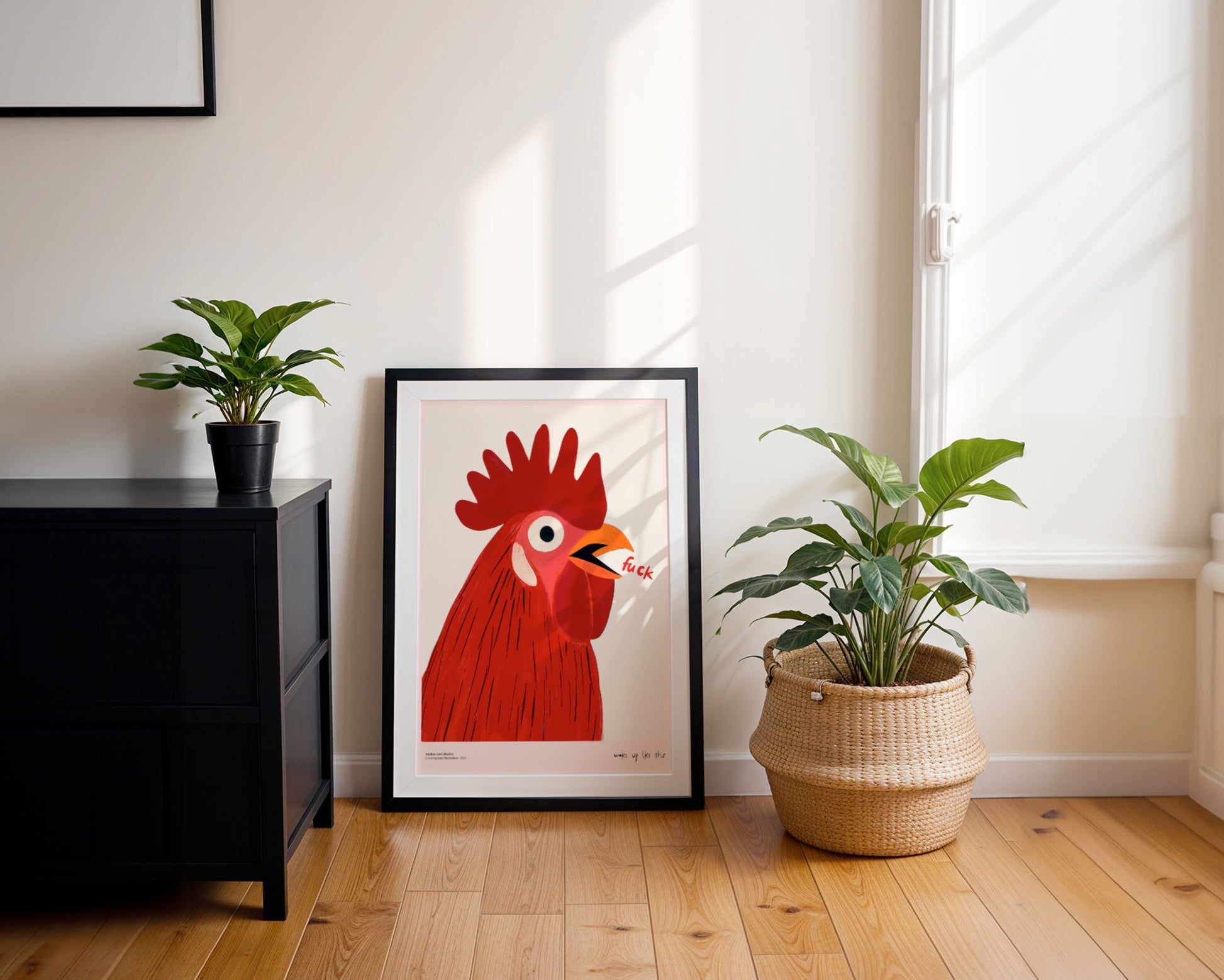 Woke Up Like This poster, Rooster Art, modernism, contemporary art