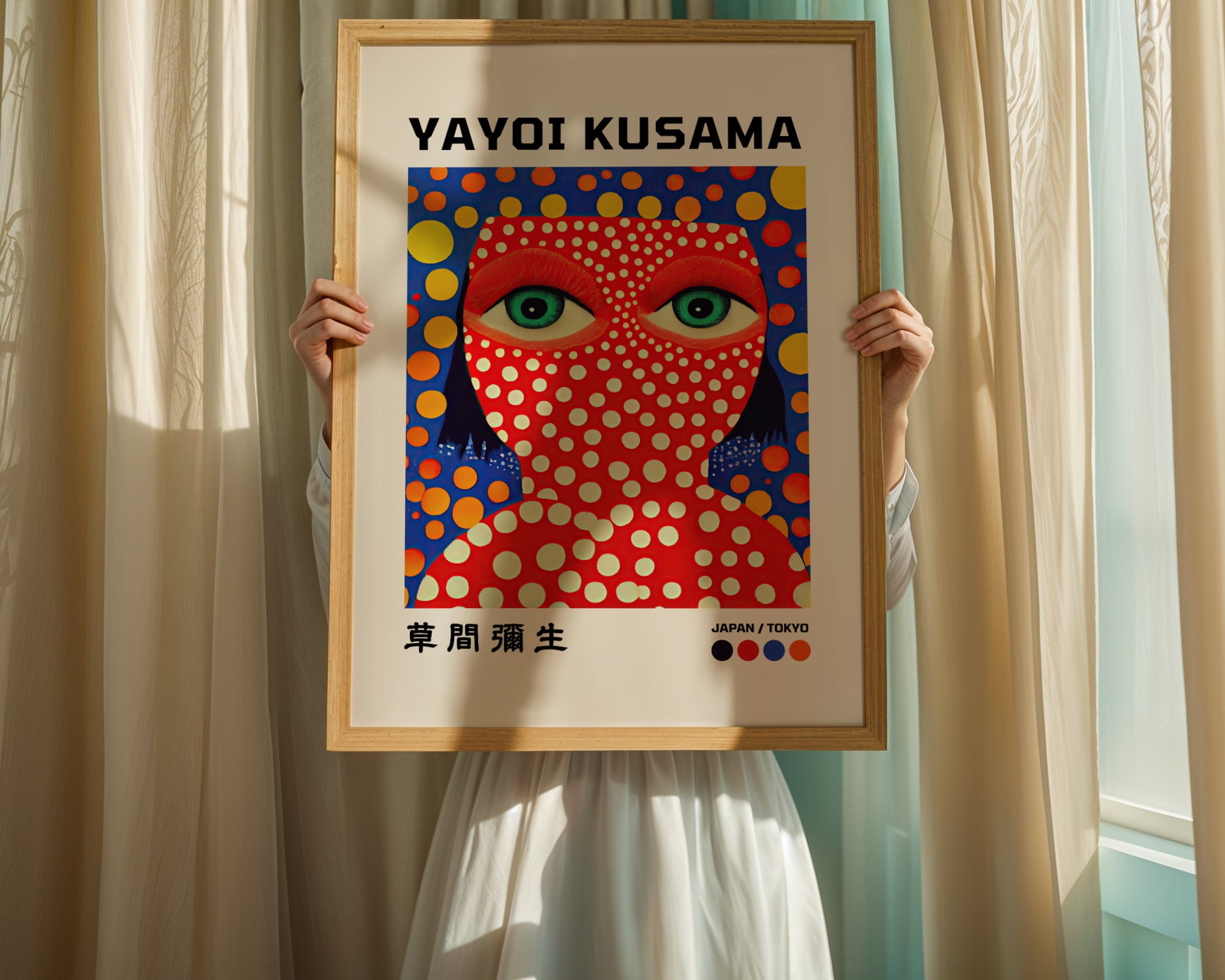 Yayoi Kusama's Faces on a Green Background poster, Japan, Tokyo, 1993