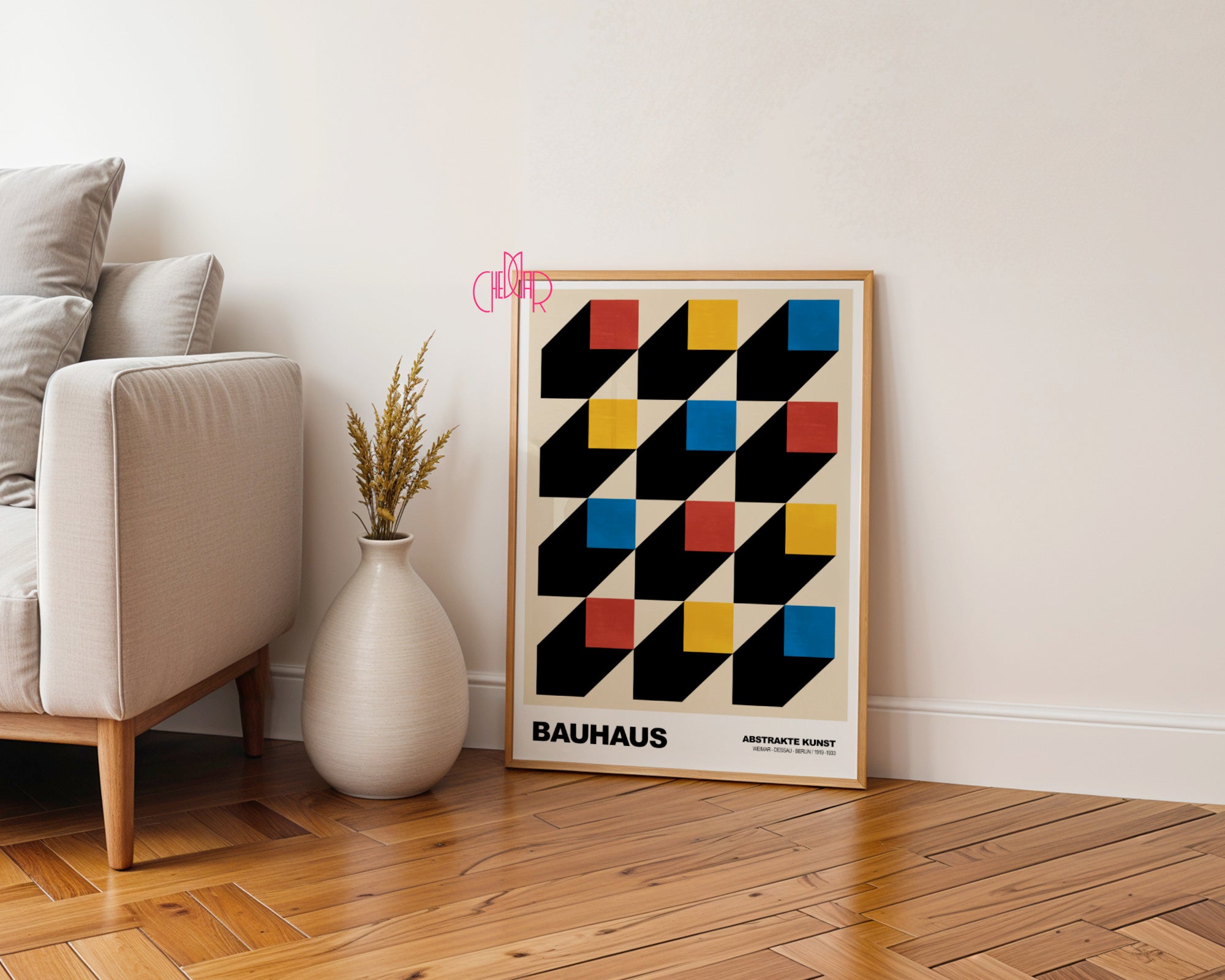 Geometryczny Labirynt: 3D Isometric Cubes – Bauhaus, Abstract Color Rhythm