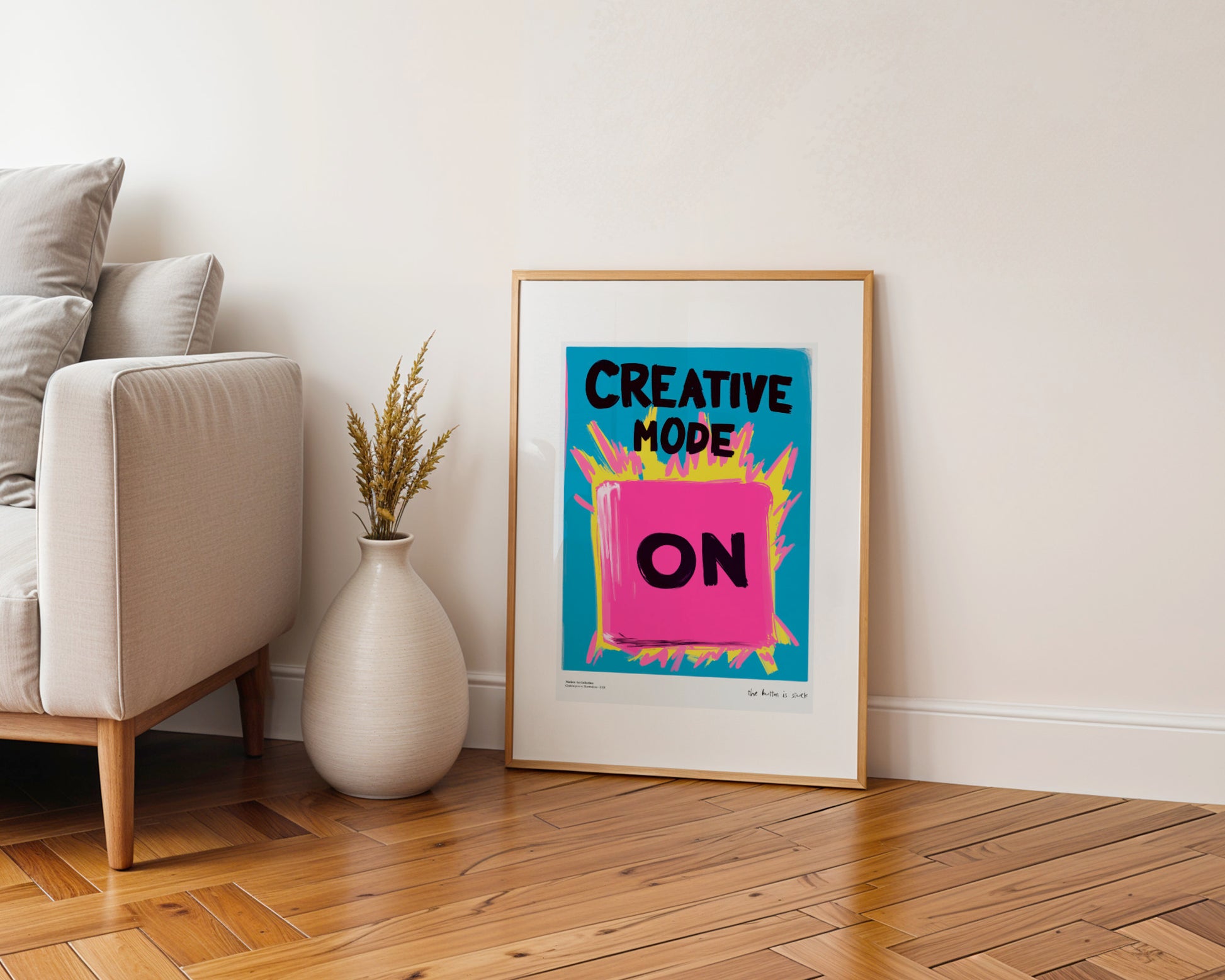 Creative Mode ON poster – your button for endless inspiration!