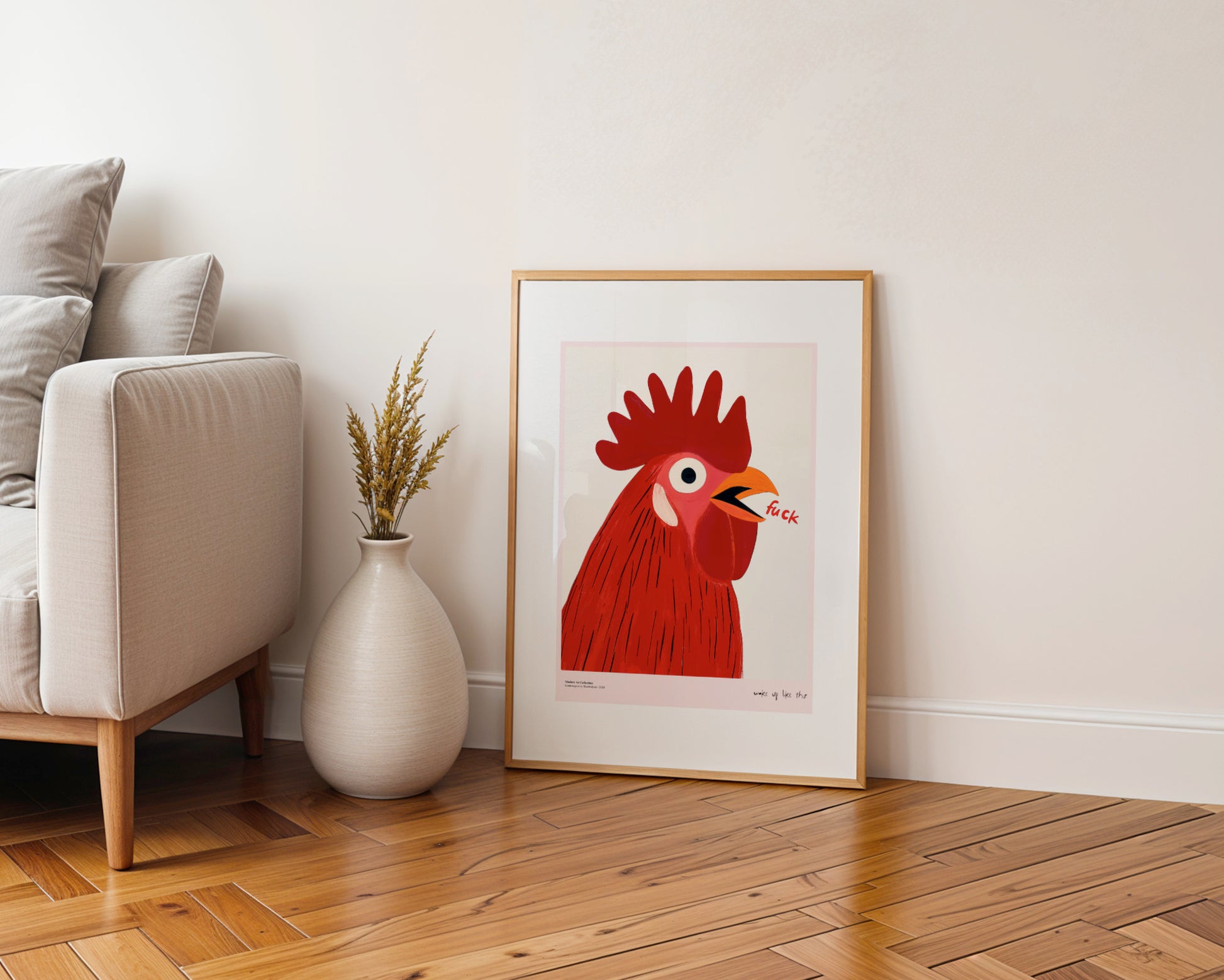 Woke Up Like This poster, Rooster Art, modernism, contemporary art