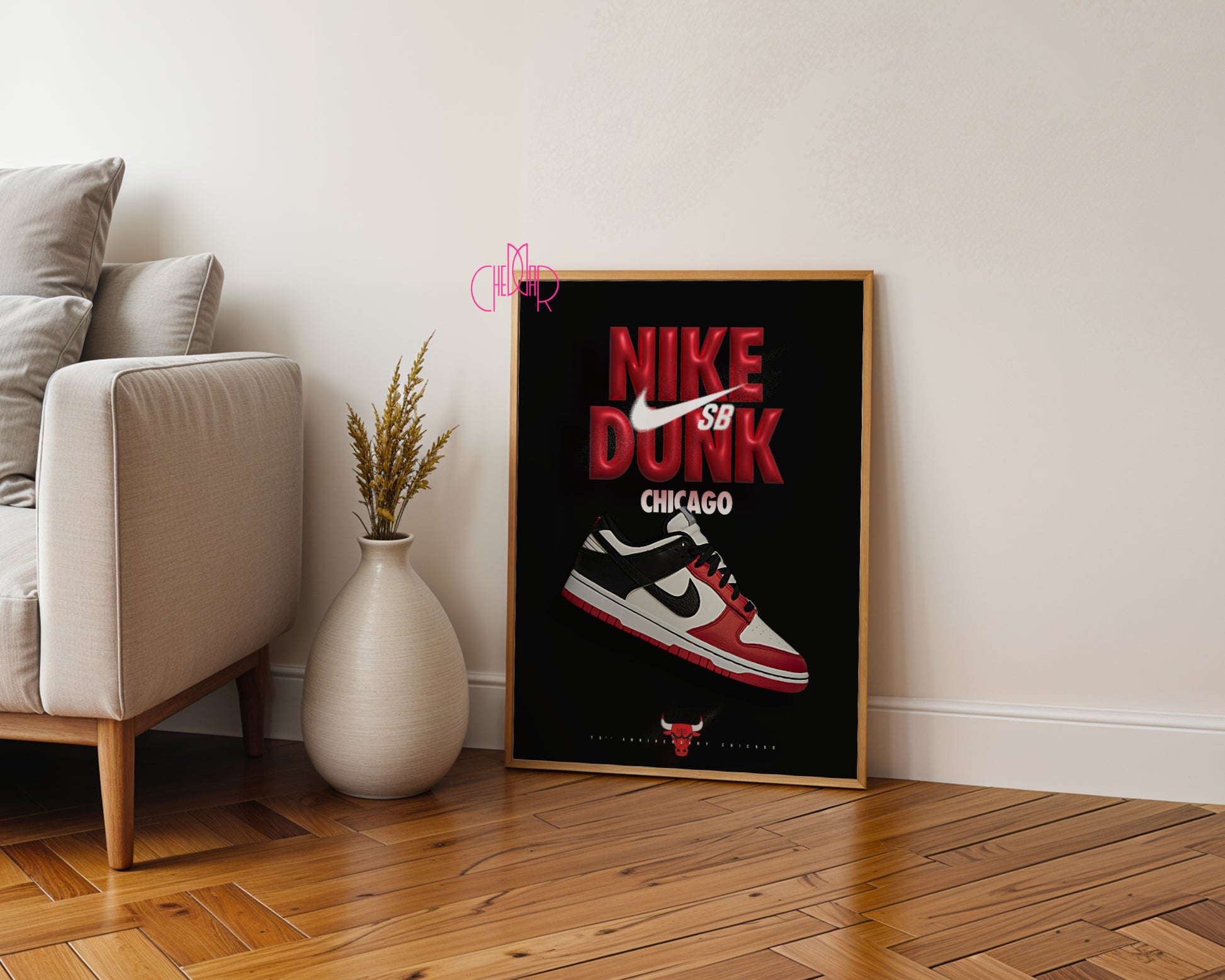 Nike Dunk SB Chicago poster, sneakers, modern art, streetwear