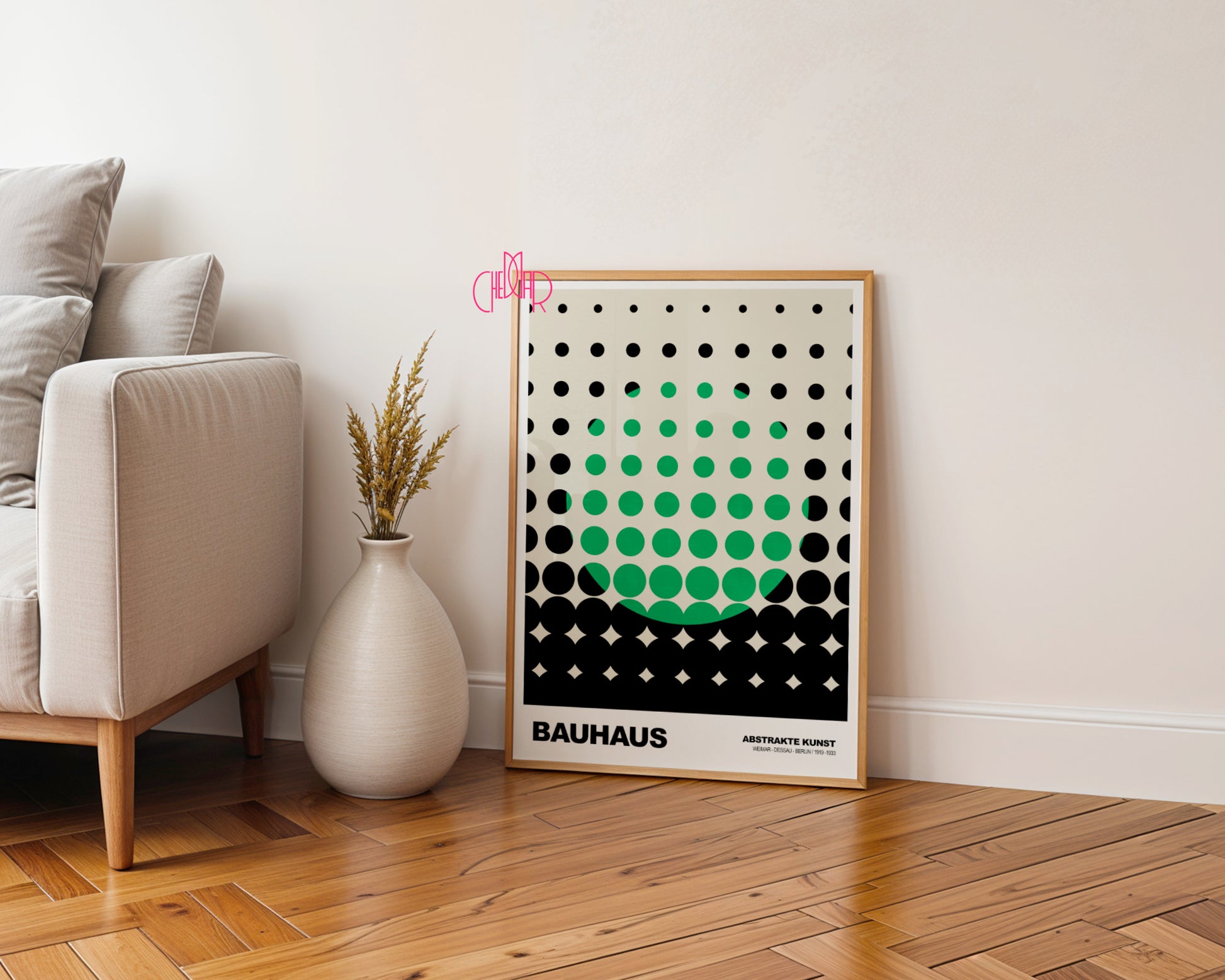 Wibracja Formy: Emerald Eclipse – Bauhaus, Abstract Dot Matrix