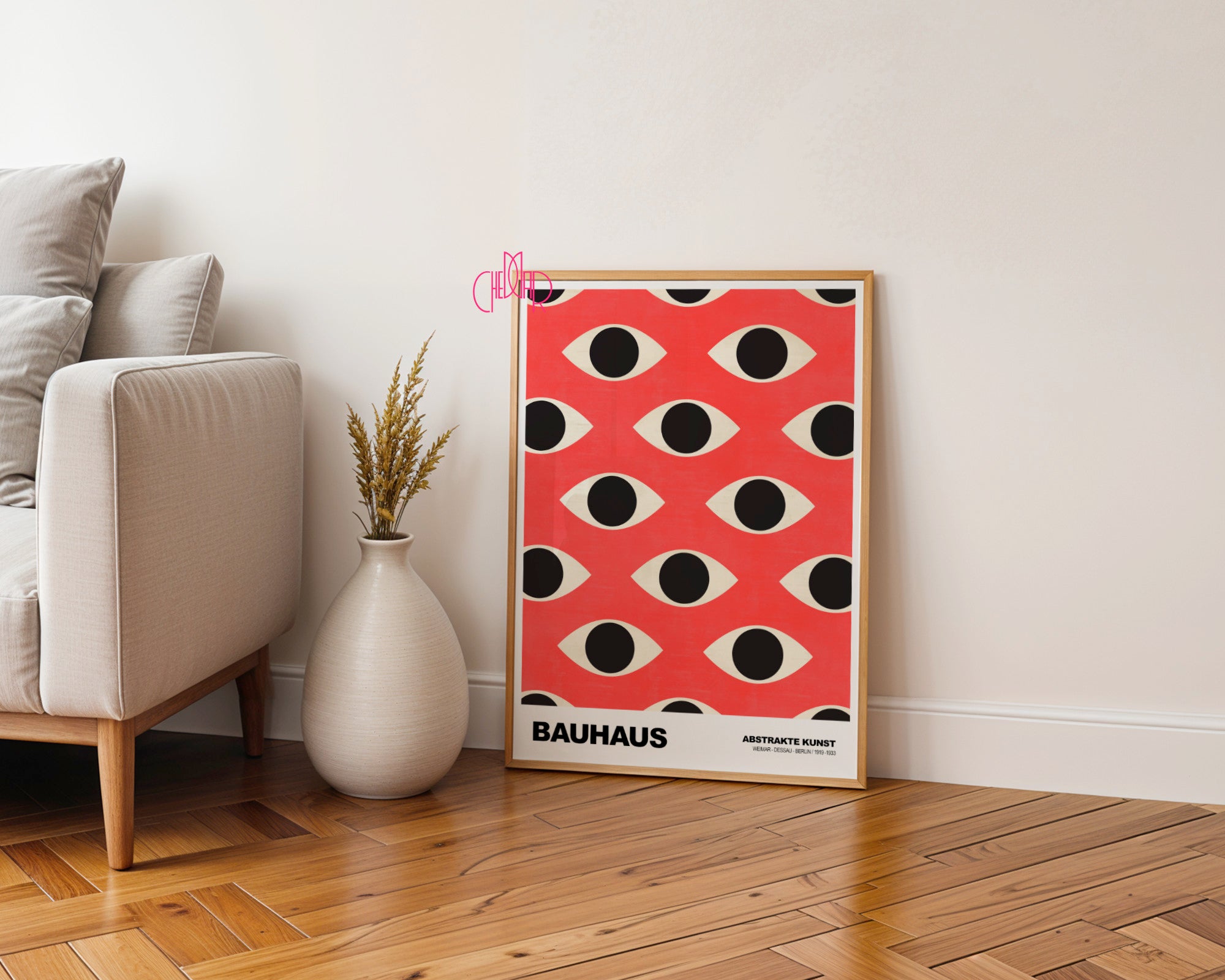 Wszechobecne Spojrzenie: Red Vision – Bauhaus, Abstract Art Pattern