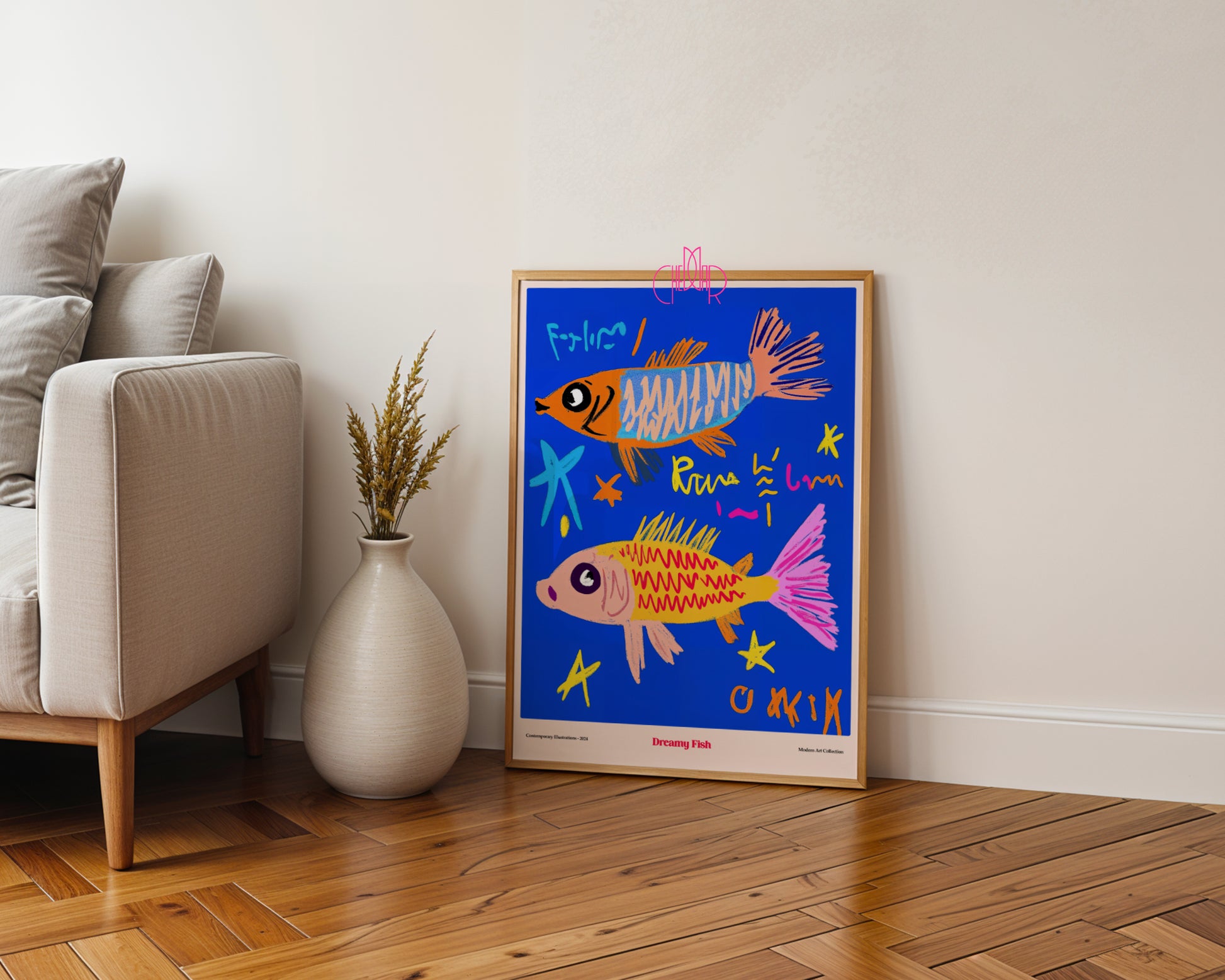 Dreamy Fish poster, marine art, contemporary art, modernism