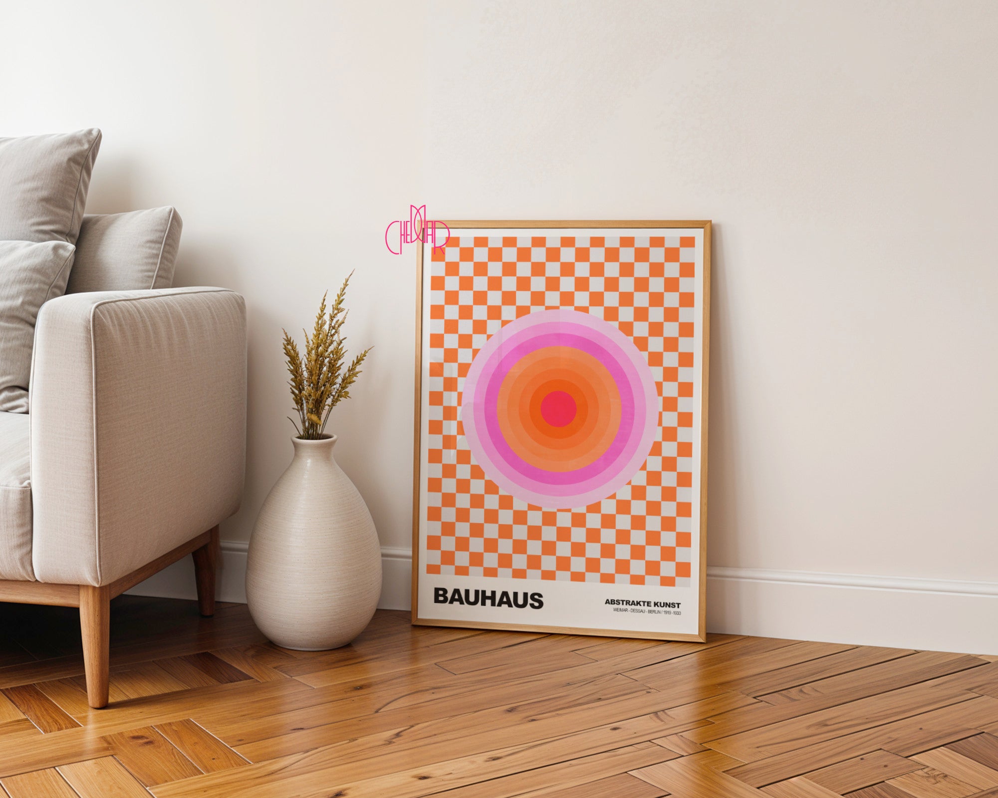 Energia Retro: Checkered Pulse – Bauhaus, Abstract Neon Orbit