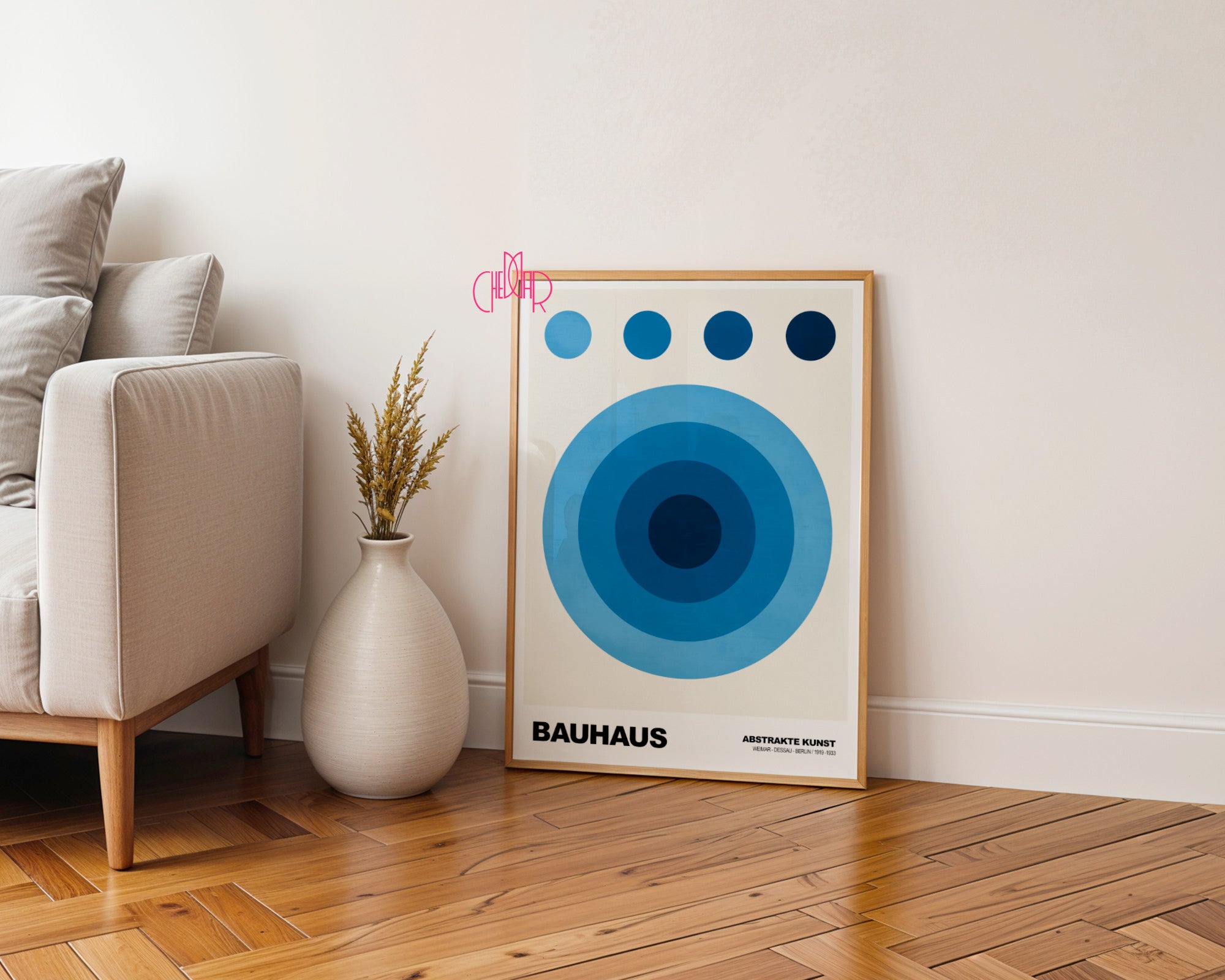 Lazurowa Koncentracja: Indigo Orbs – Bauhaus, Abstract Concentric Design