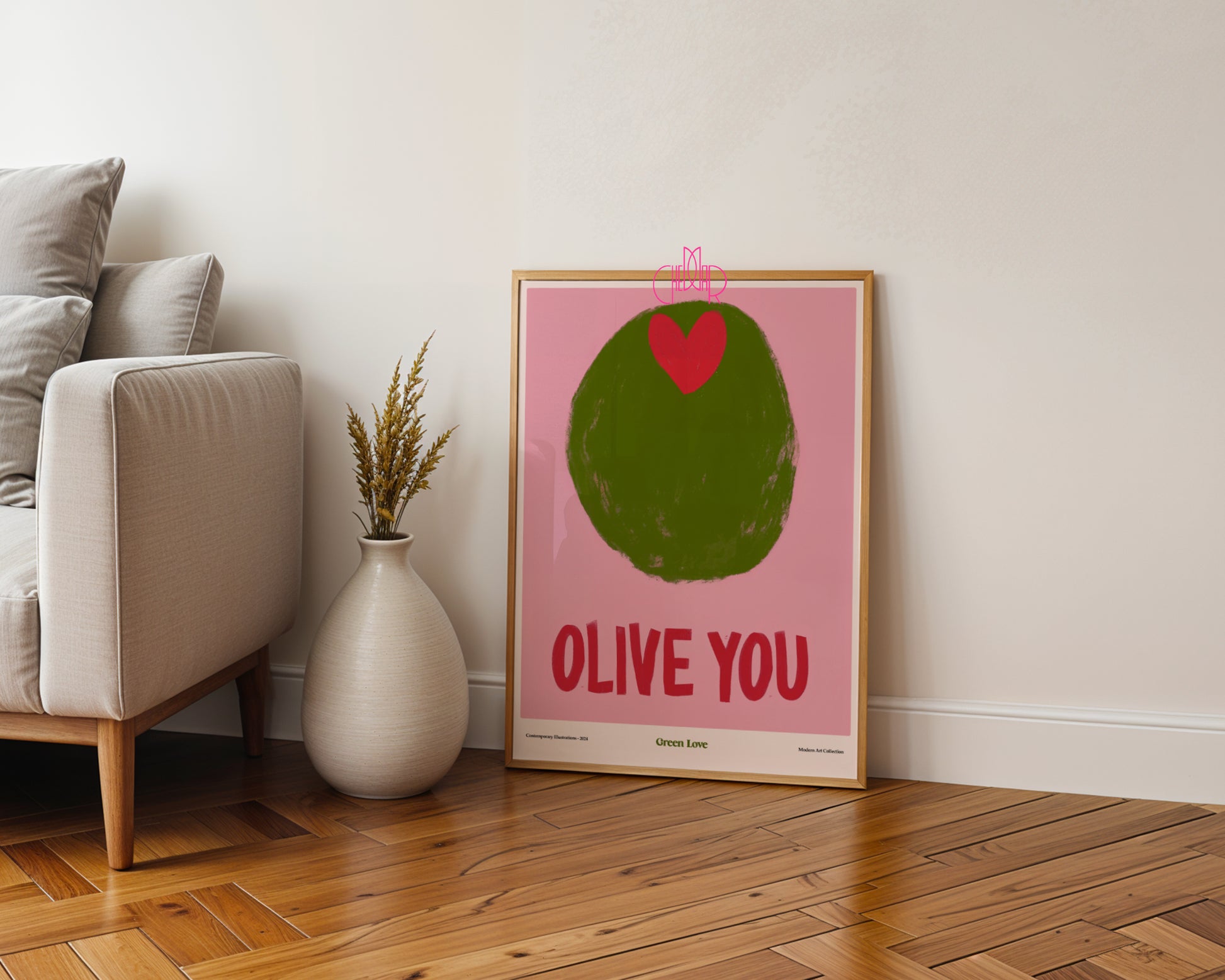 "Olive You" Poster – A Sweet Confession in the Modern Art Style!