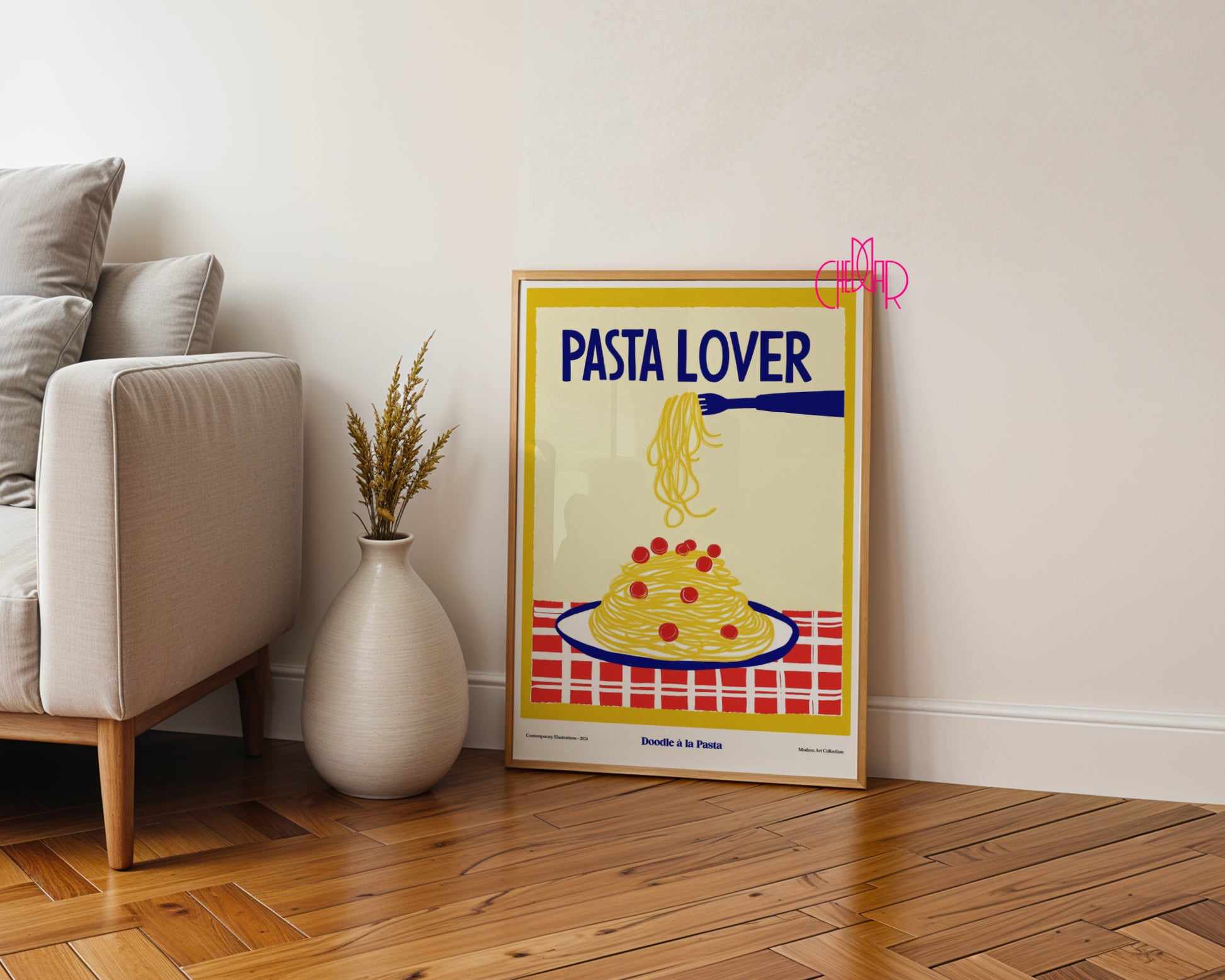 Pasta Lover modernist poster, Contemporary Art Gallery