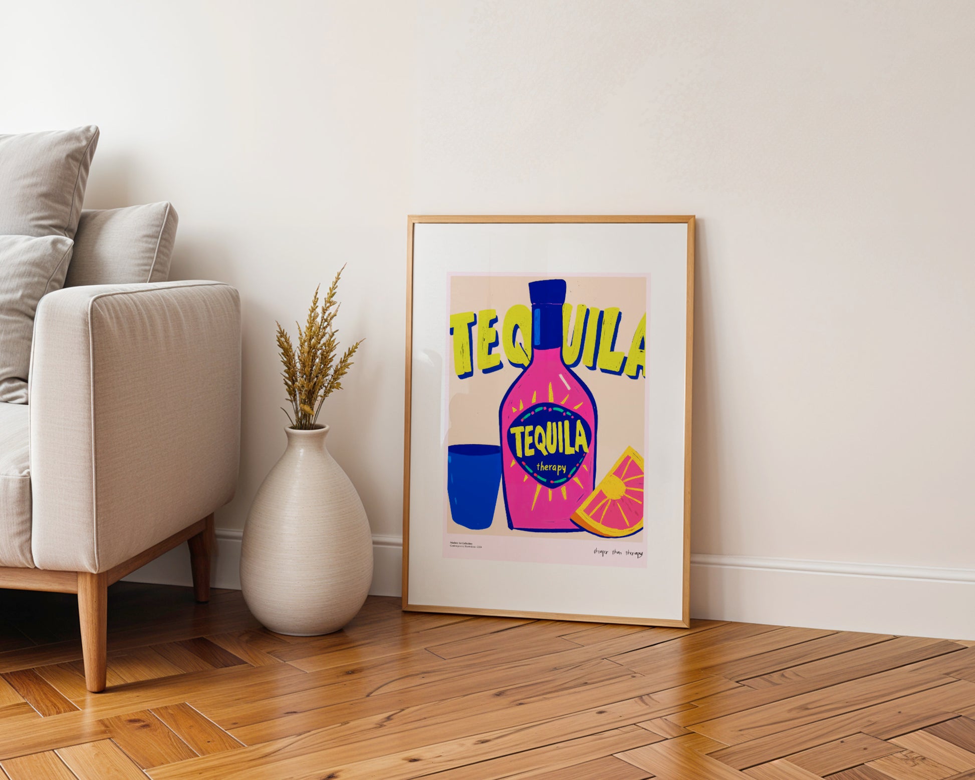 Tequila Therapy Poster – Because the best conversations happen over salt and lemon!