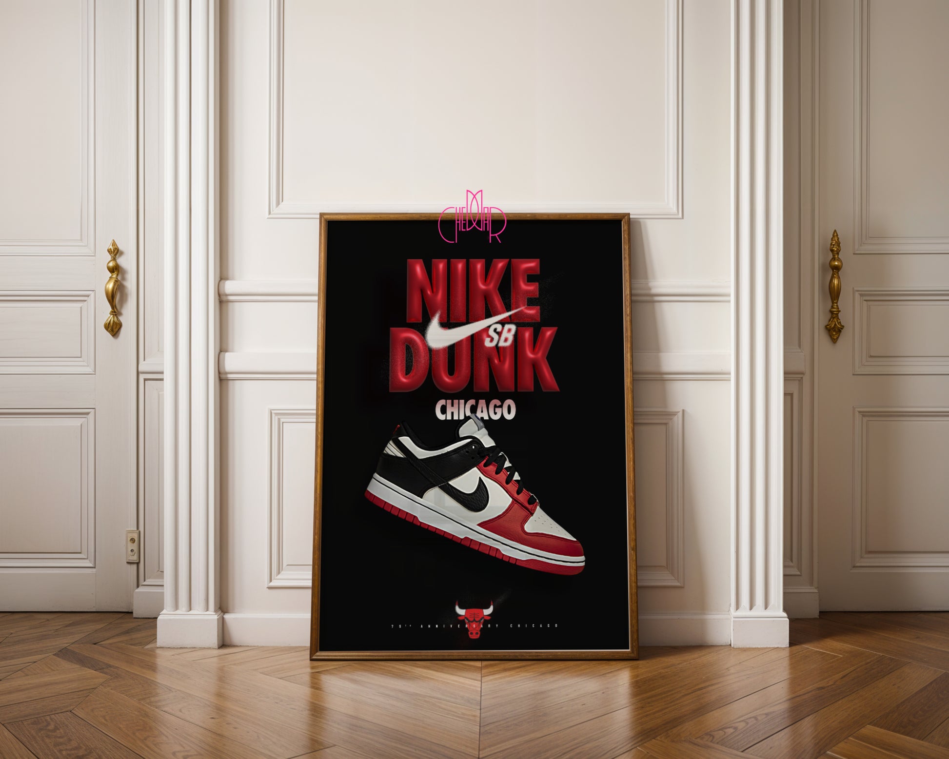 Nike Dunk SB Chicago poster, sneakers, modern art, streetwear