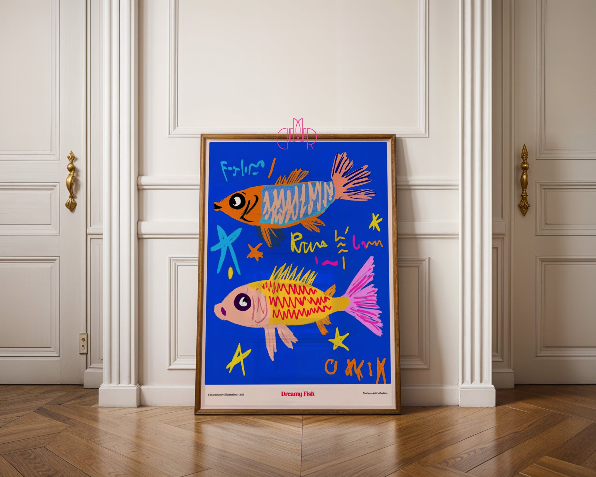 Dreamy Fish poster, marine art, contemporary art, modernism