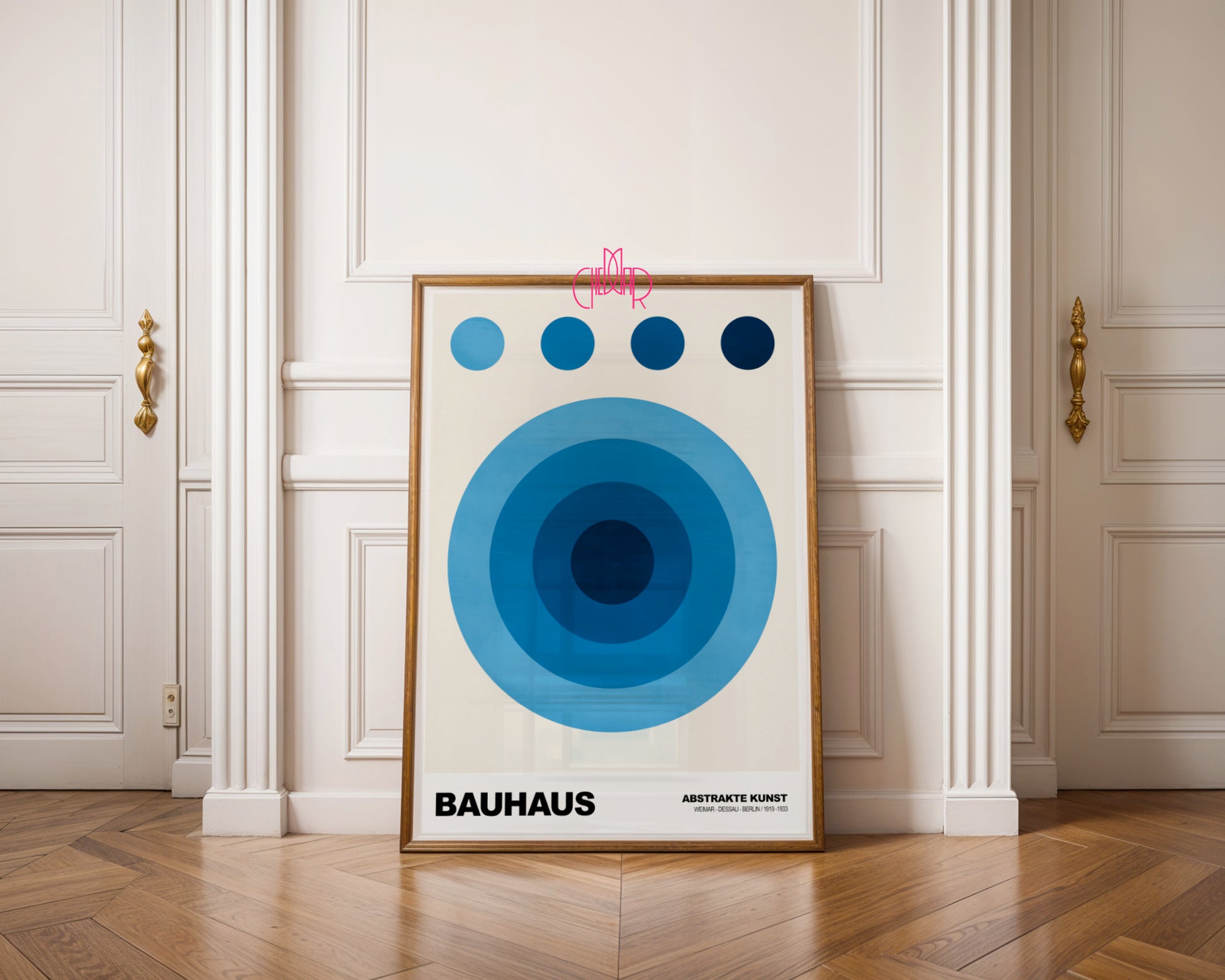 Lazurowa Koncentracja: Indigo Orbs – Bauhaus, Abstract Concentric Design