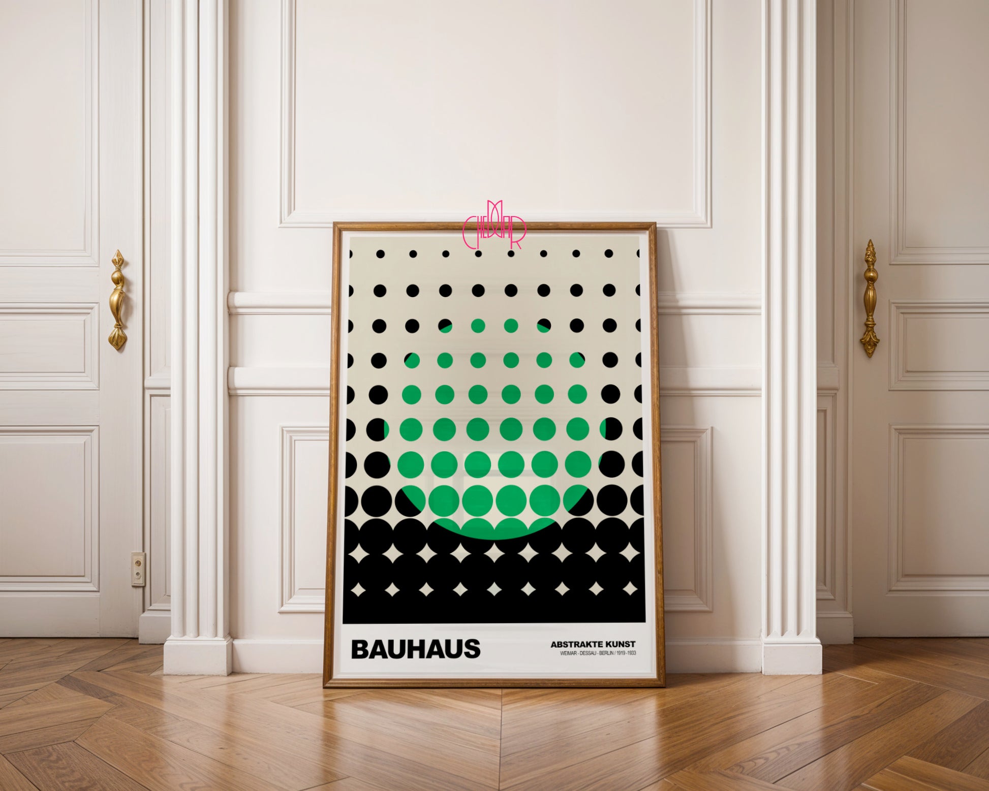 Wibracja Formy: Emerald Eclipse – Bauhaus, Abstract Dot Matrix