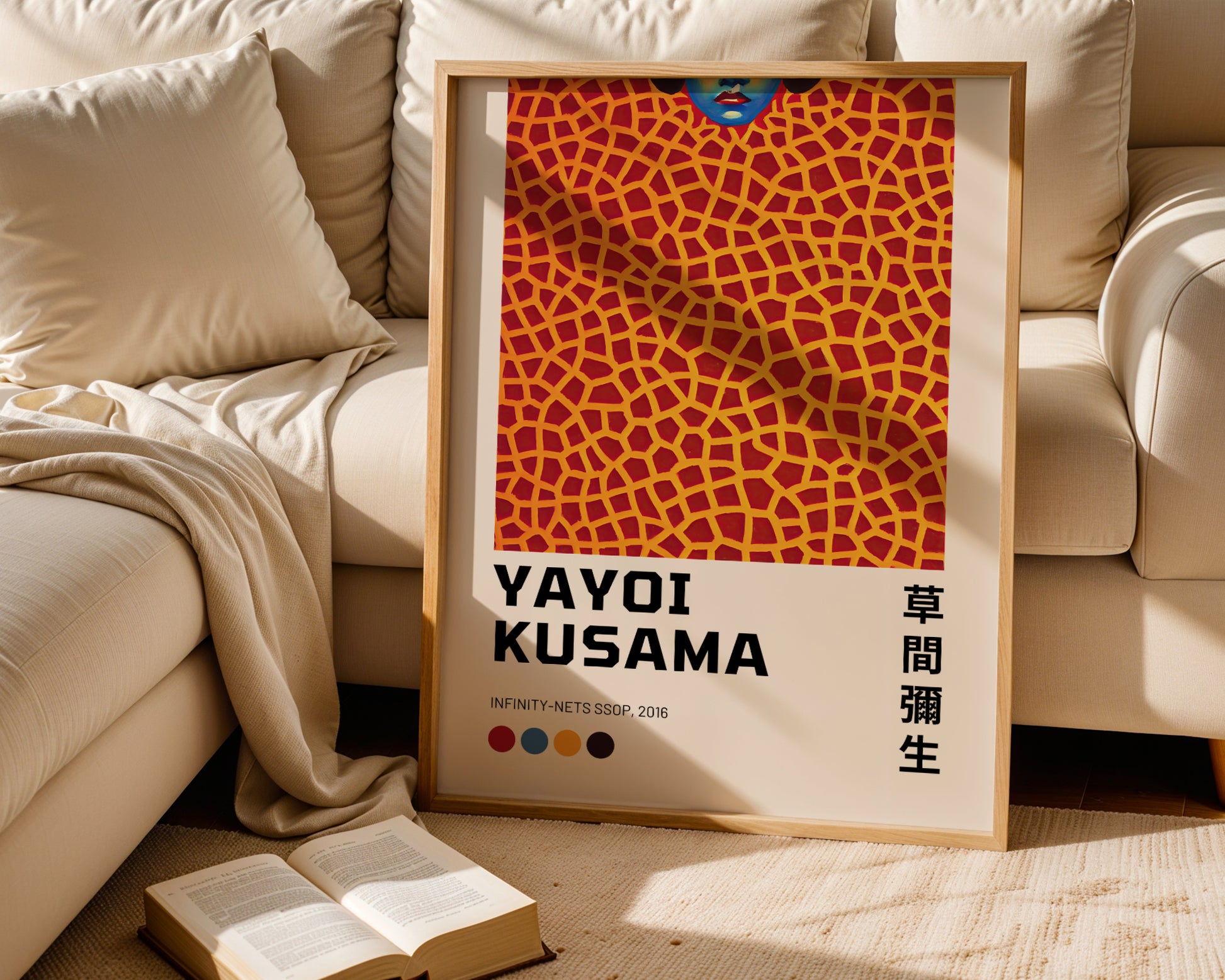 Yayoi Kusama poster, Face with Orange Lines, Giraffe, 2016