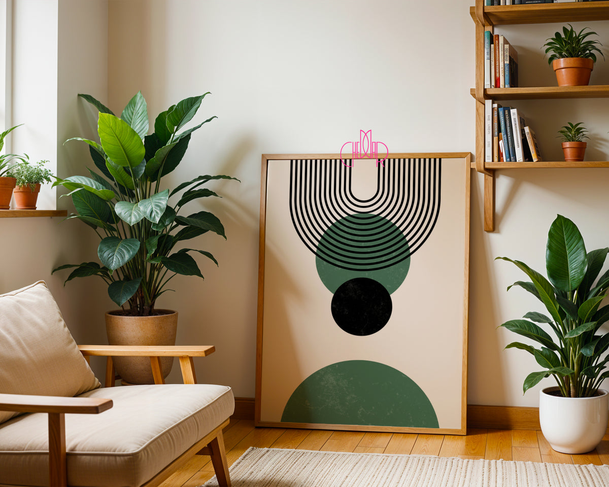 Green & Black Geometric Arches – Set of 2