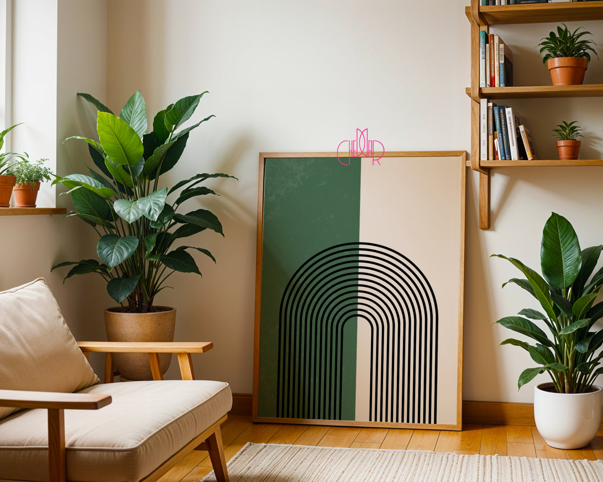 Green & Black Geometric Arches – Set of 2