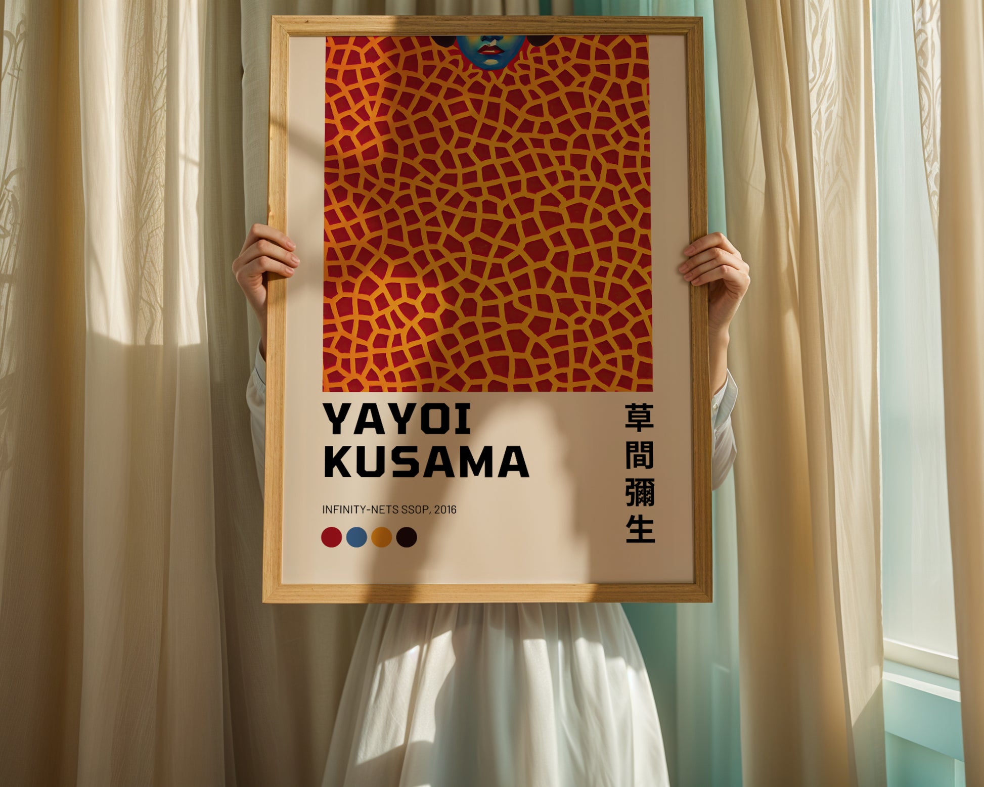 Yayoi Kusama poster, Face with Orange Lines, Giraffe, 2016