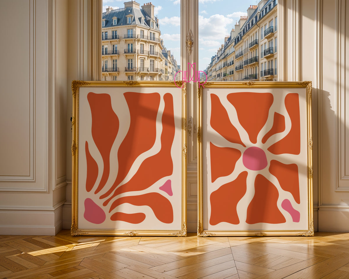Abstract Terracotta Floral – Set of 2 