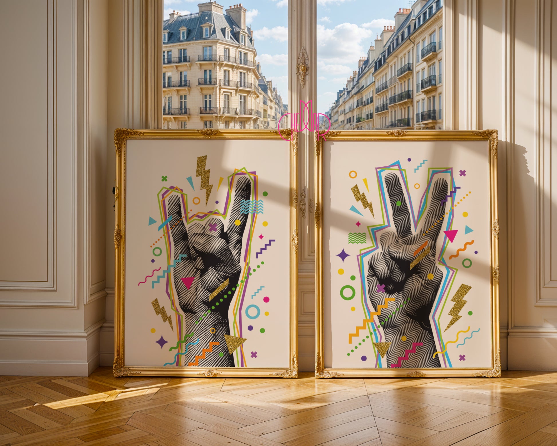 Zestaw retro pop-art – Rock & Peace Gestures