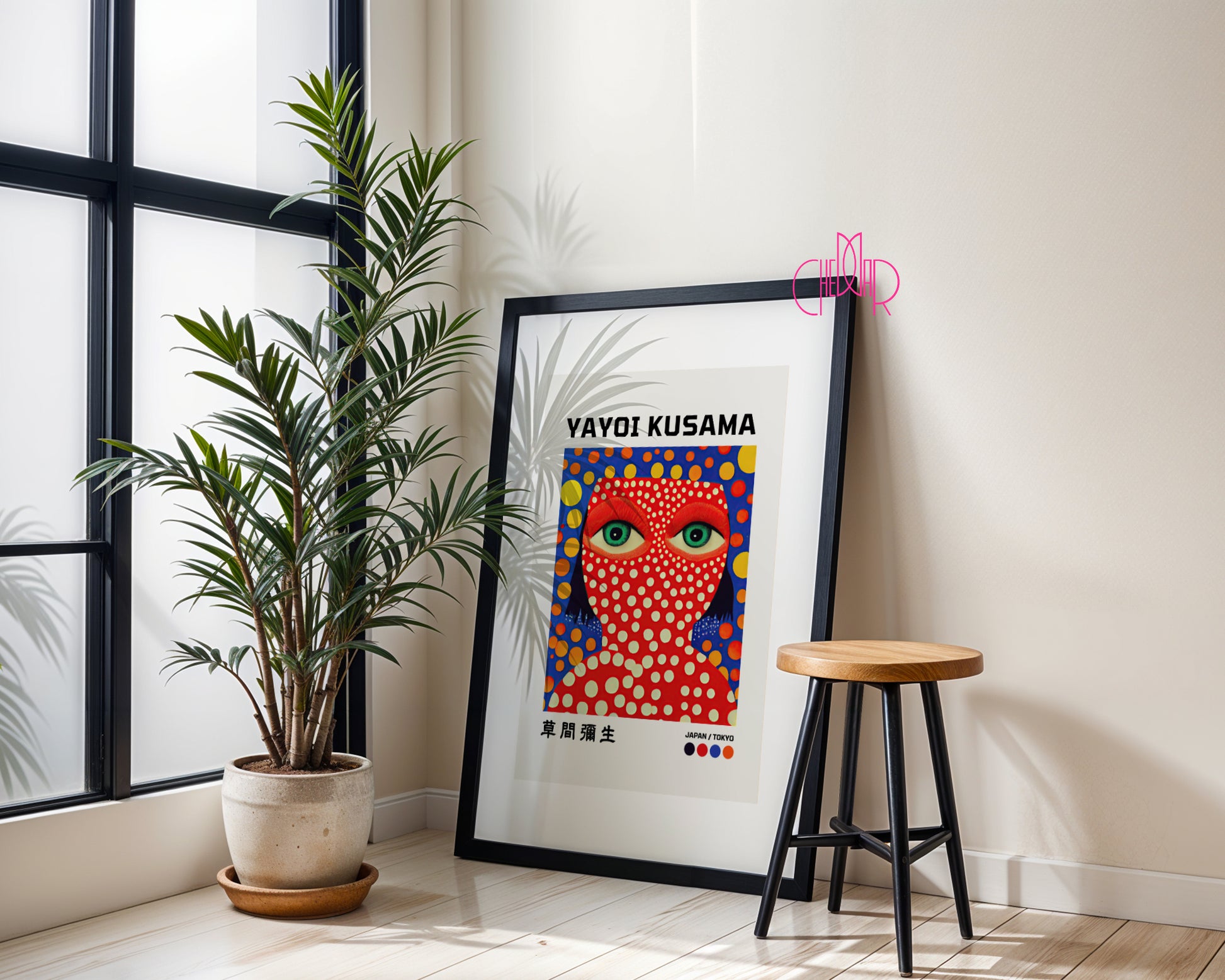 Yayoi Kusama's Faces on a Green Background poster, Japan, Tokyo, 1993