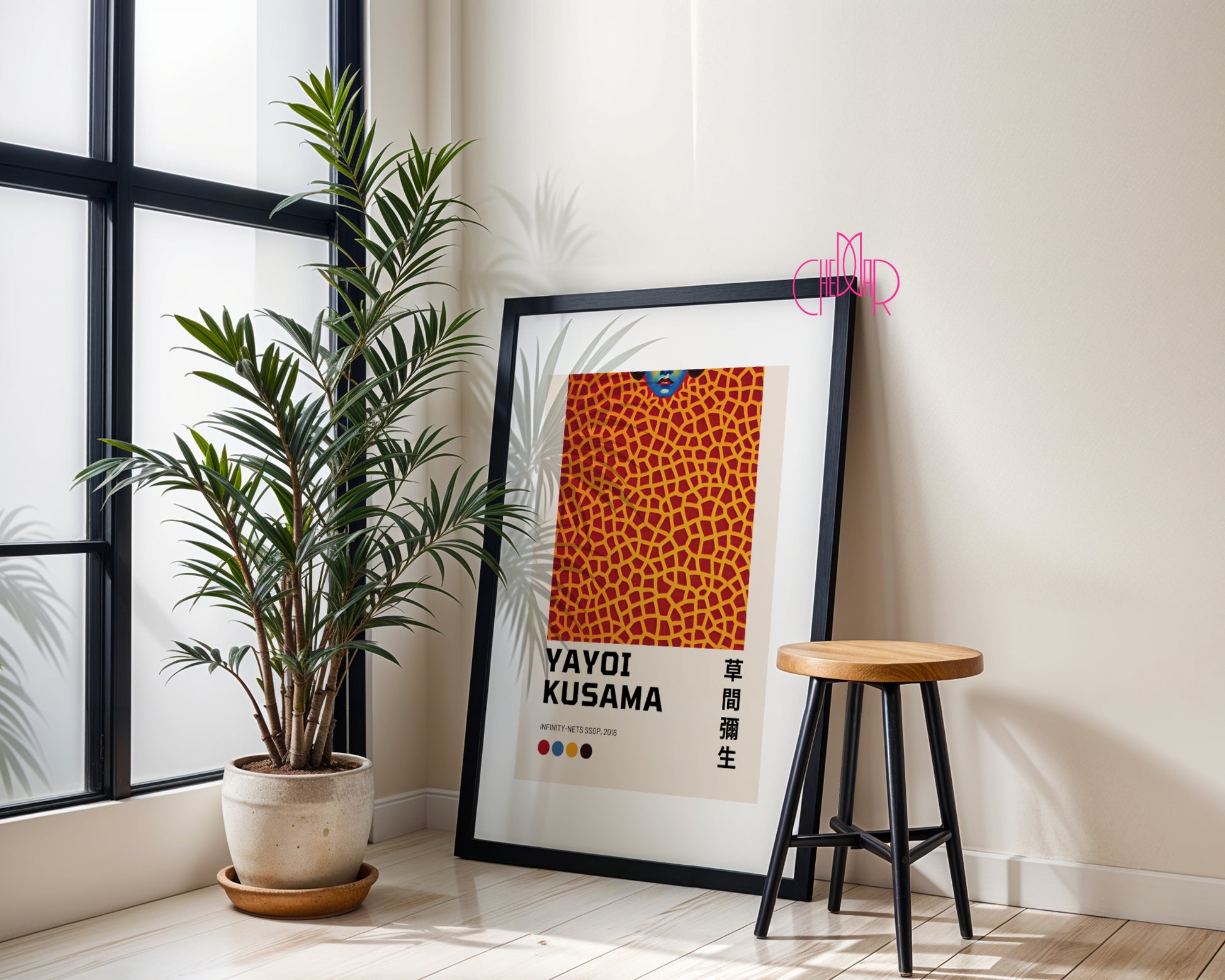 Yayoi Kusama poster, Face with Orange Lines, Giraffe, 2016