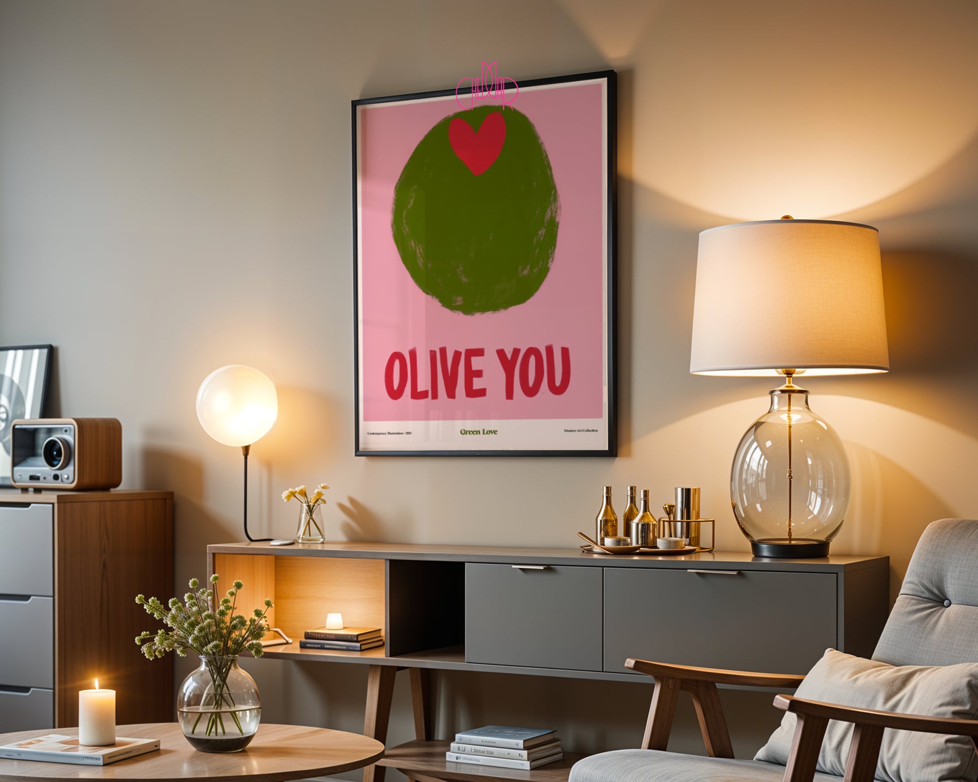 "Olive You" Poster – A Sweet Confession in the Modern Art Style!