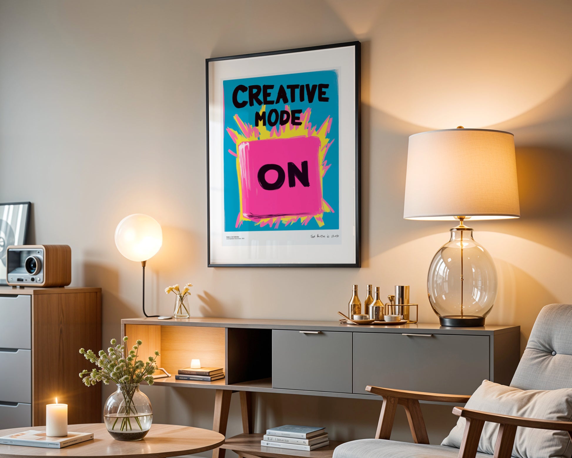 Creative Mode ON poster – your button for endless inspiration!