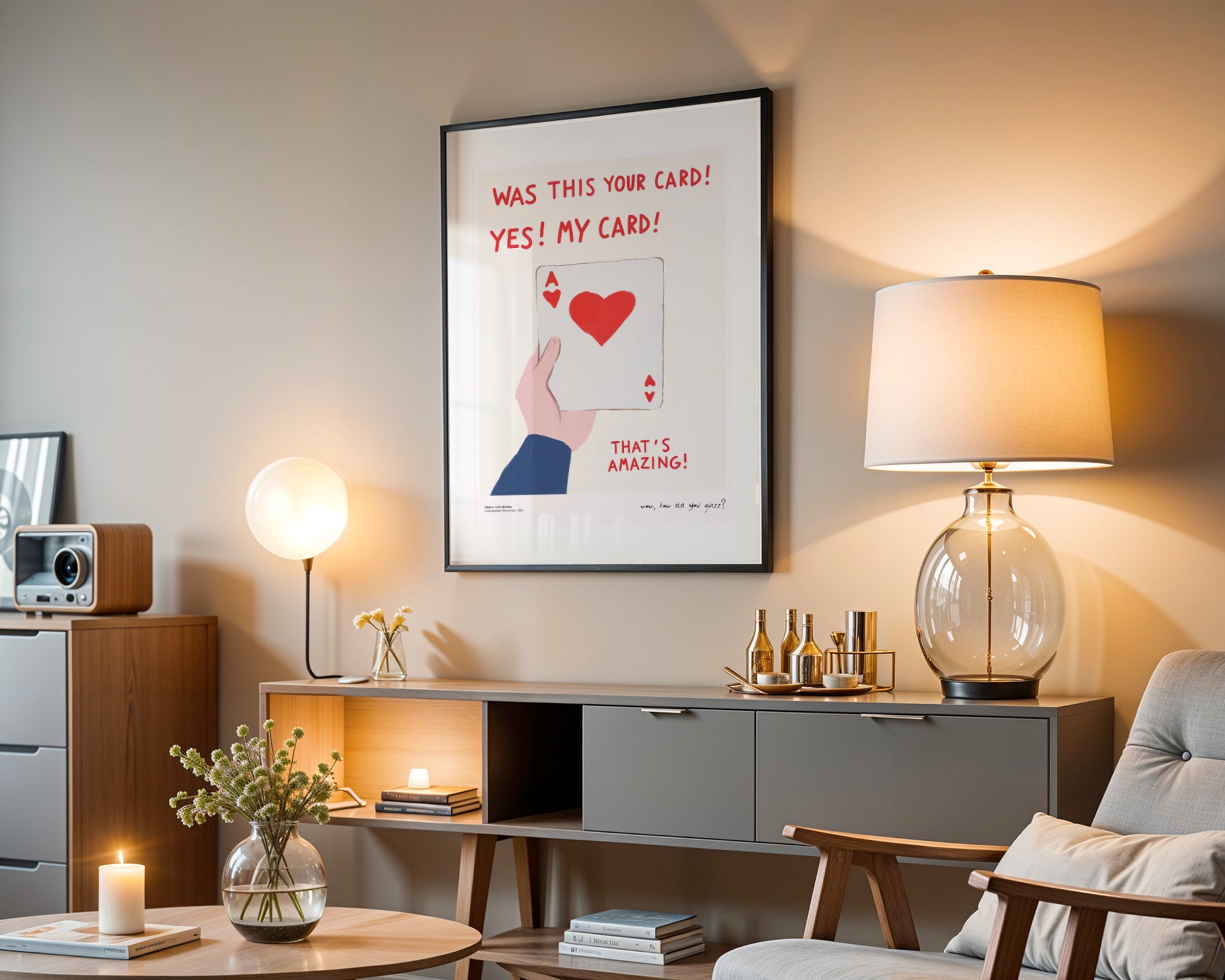 Amazing Card poster, Ace of Hearts, modernism, contemporary art