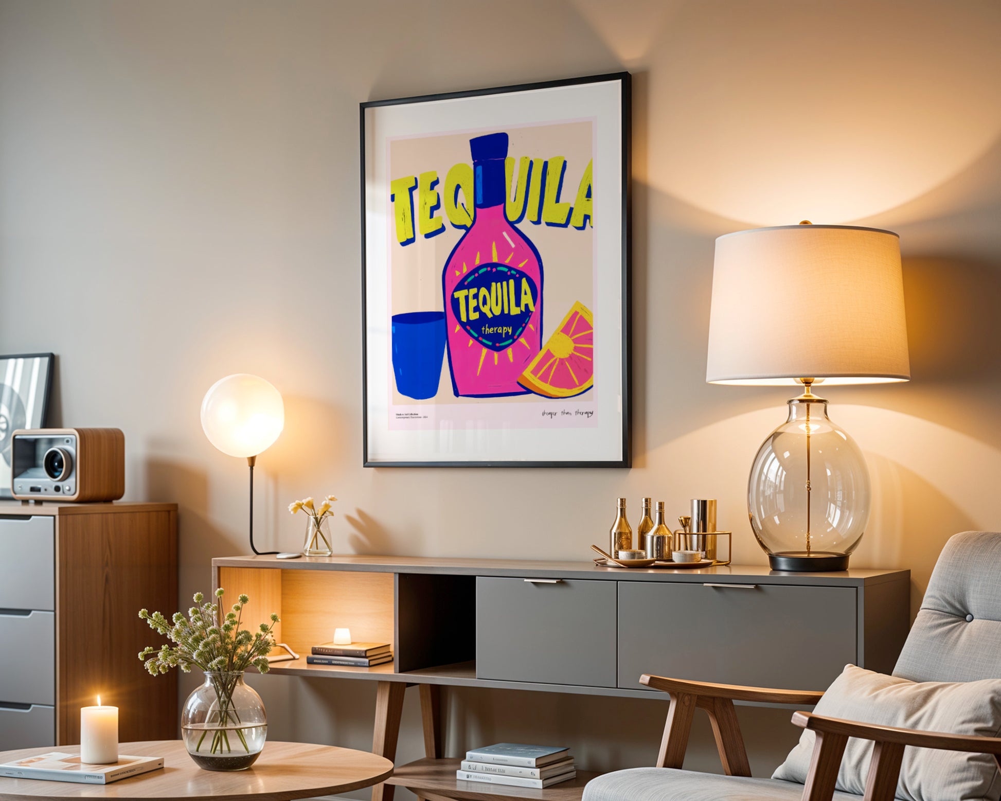 Tequila Therapy Poster – Because the best conversations happen over salt and lemon!