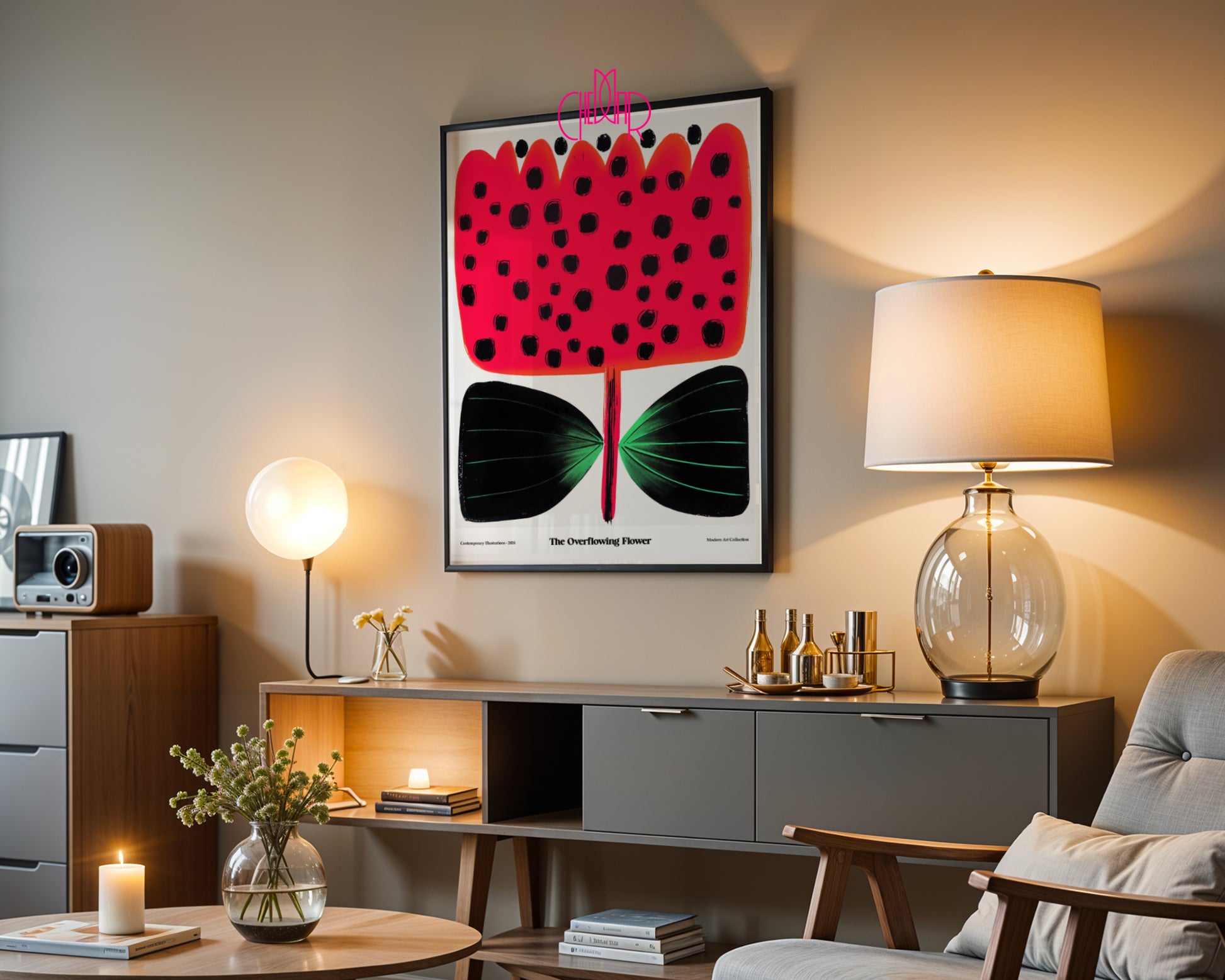 "Overlowing Flower" poster, a blooming flower