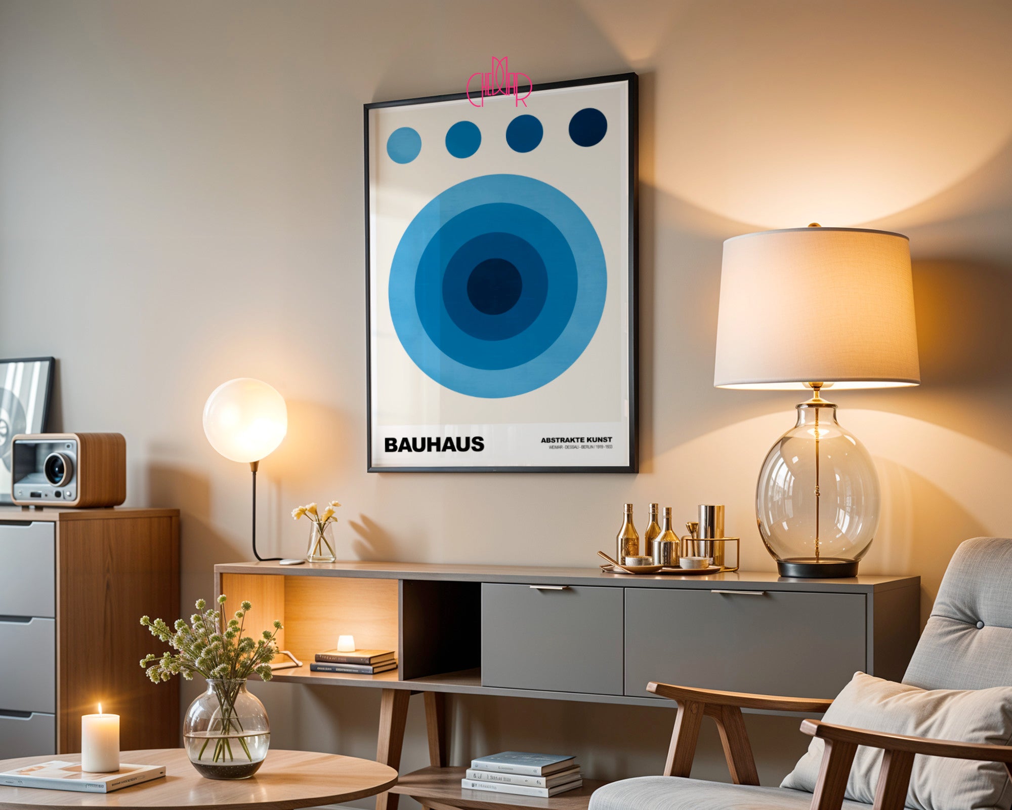 Lazurowa Koncentracja: Indigo Orbs – Bauhaus, Abstract Concentric