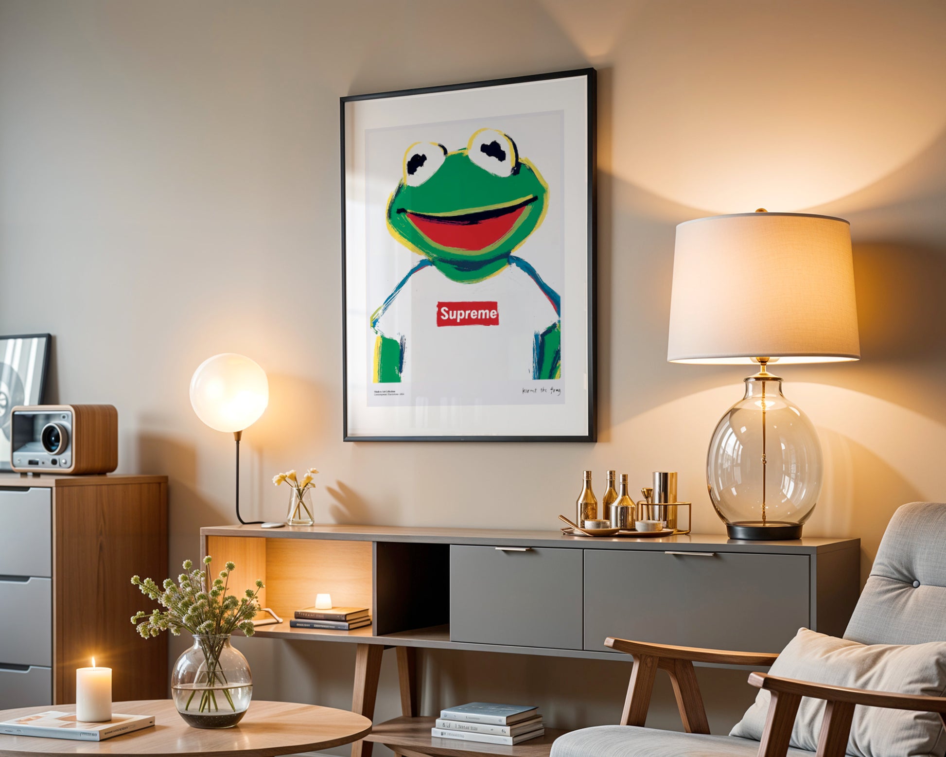 Kermit the Frog poster, Supreme Streetwear, modernism, contemporary art