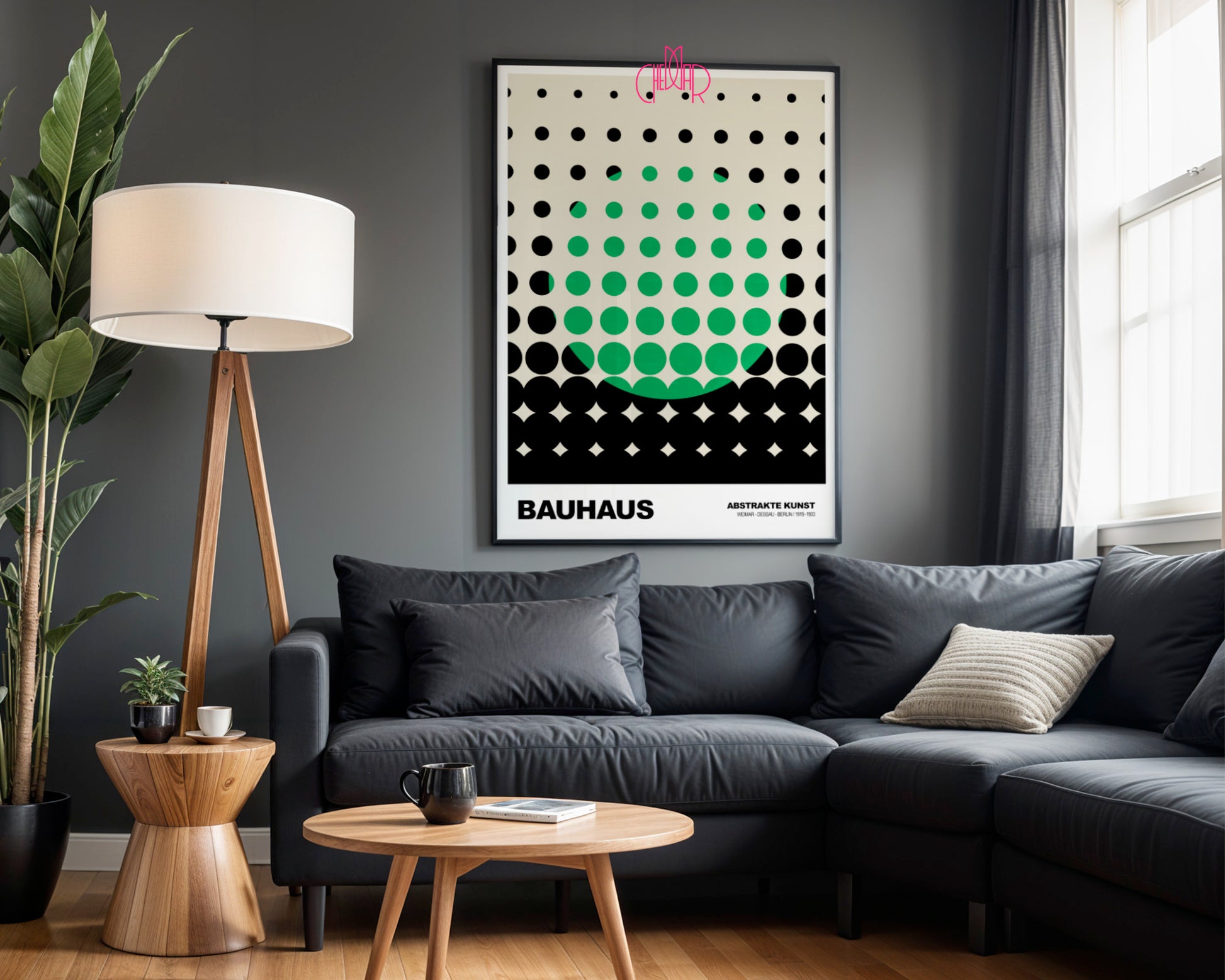 Wibracja Formy: Emerald Eclipse – Bauhaus, Abstract Dot Matrix