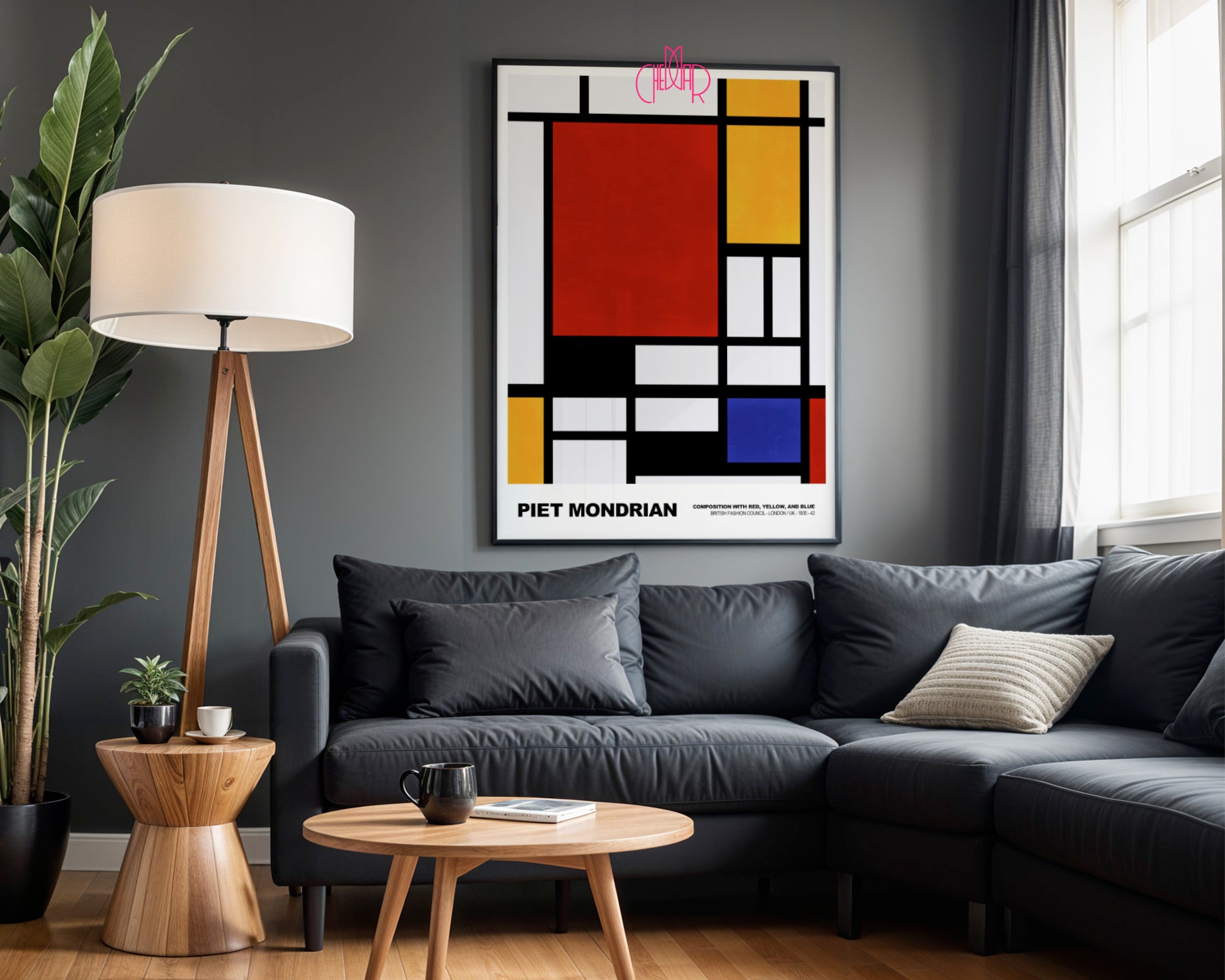 Geometryczna Dominacja: Scarlet Balance – Mondrian, British Fashion Council Composition