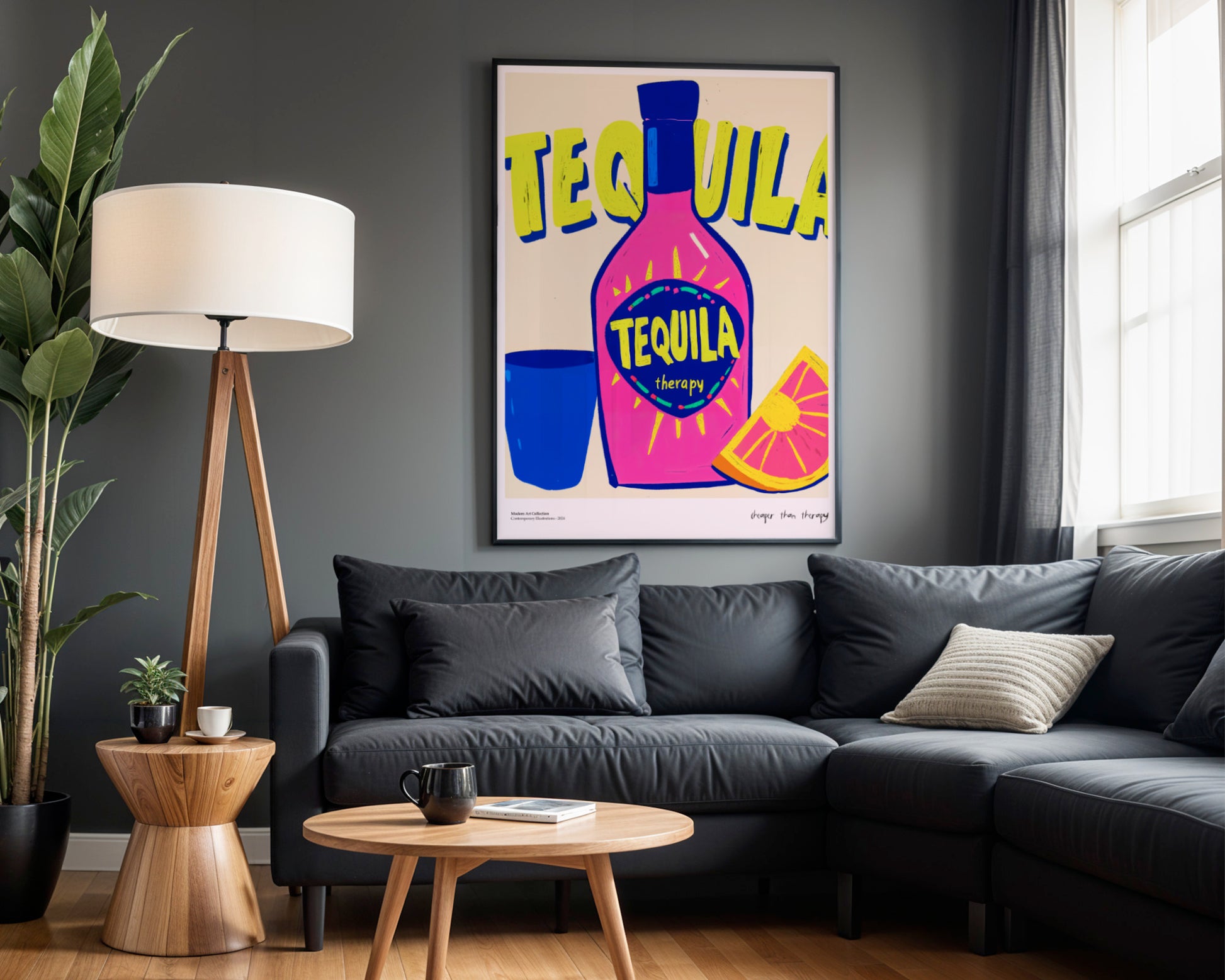 Tequila Therapy Poster – Because the best conversations happen over salt and lemon!