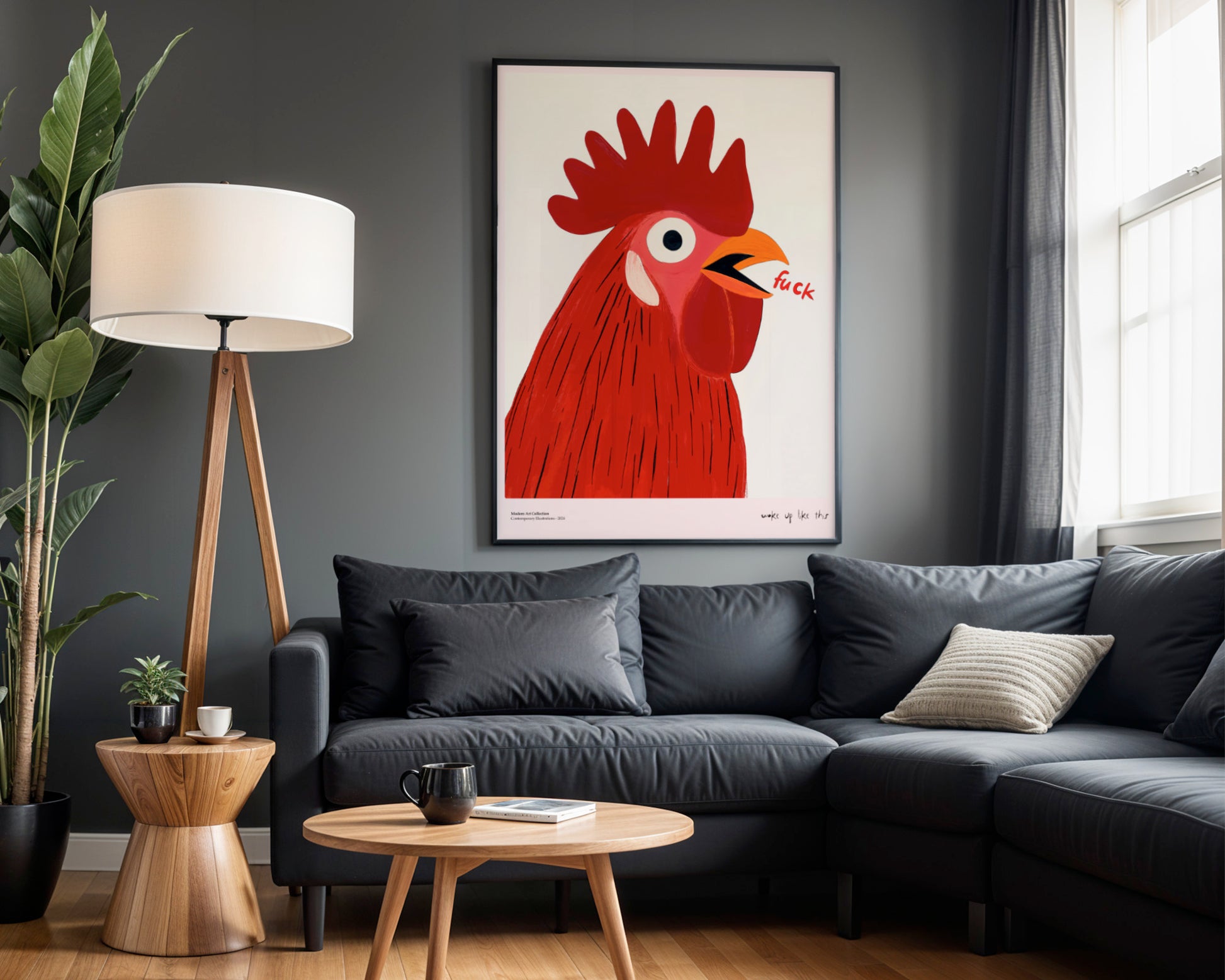 Woke Up Like This poster, Rooster Art, modernism, contemporary art