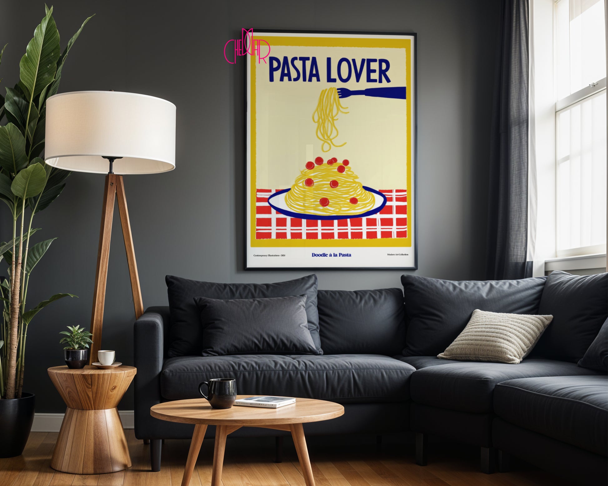 Pasta Lover modernist poster, Contemporary Art Gallery