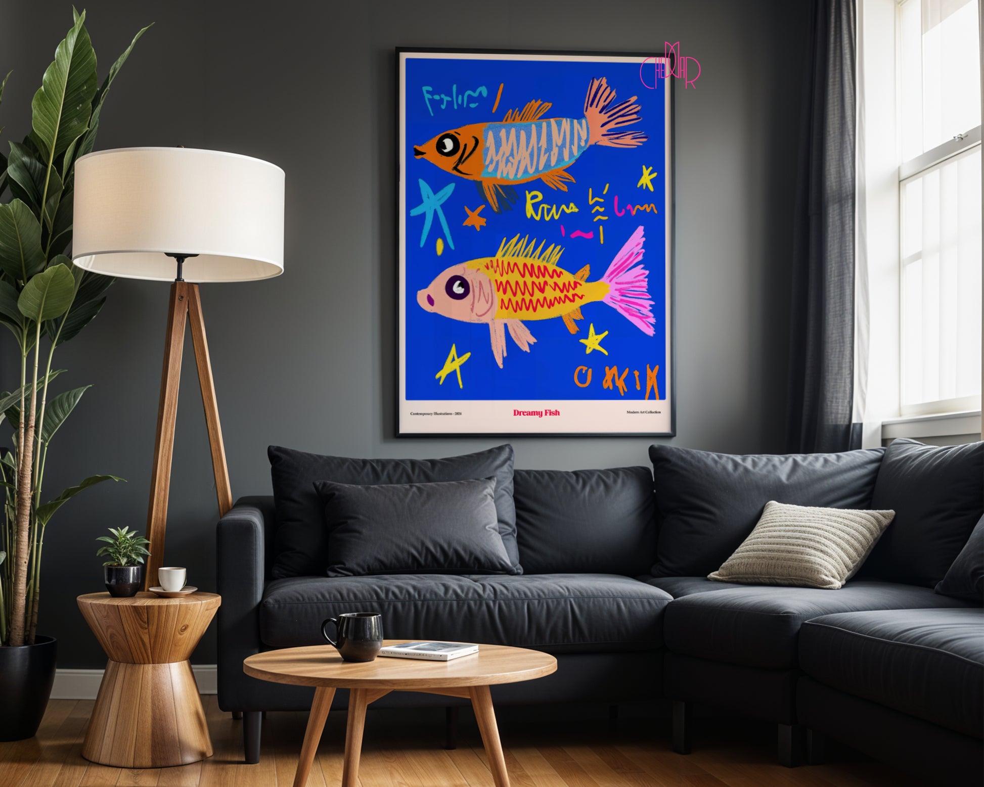 Dreamy Fish poster, marine art, contemporary art, modernism